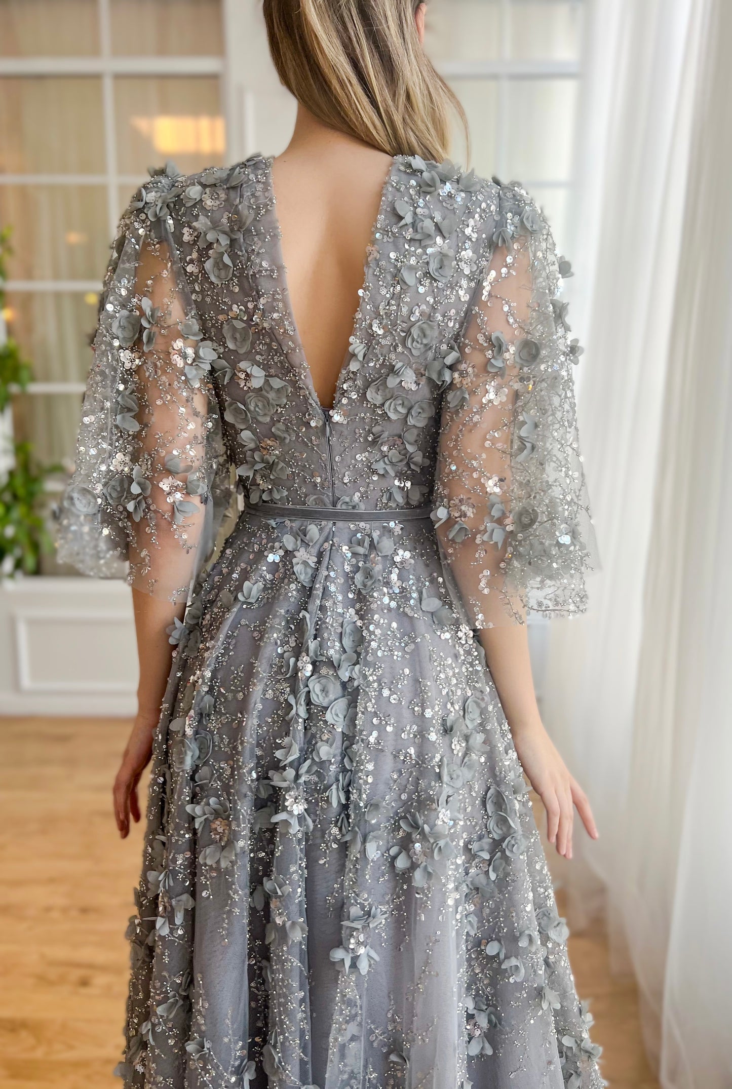 Silver Blossom Gala Gown - Teuta Matoshi