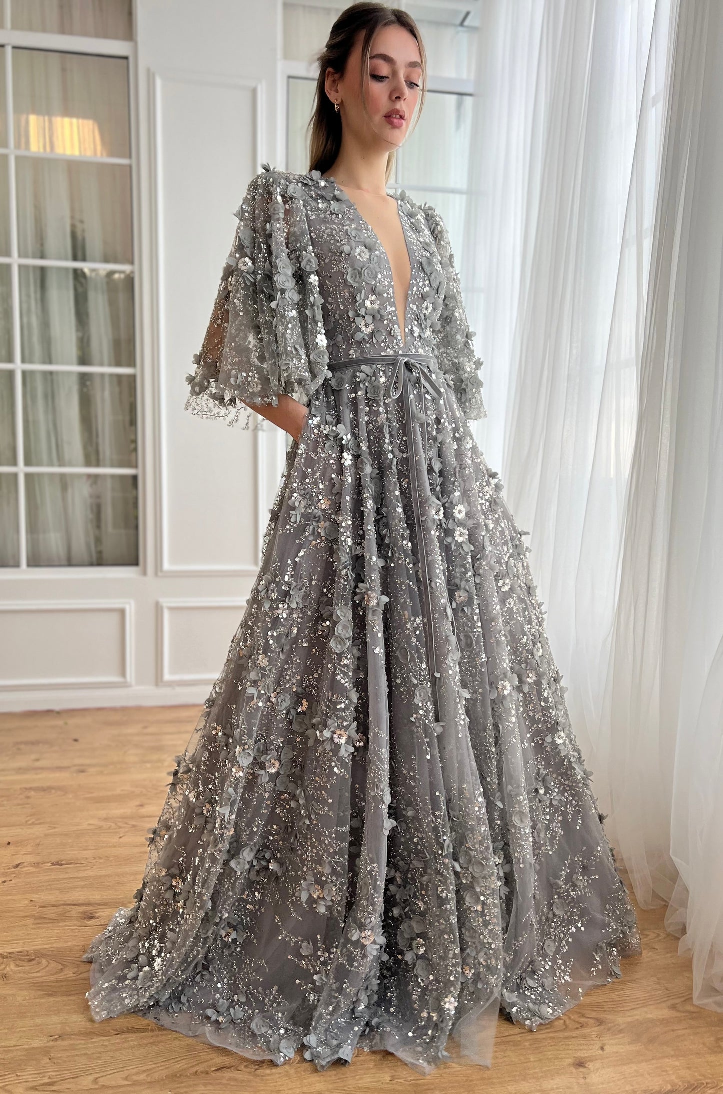 Silver Blossom Gala Gown - Teuta Matoshi