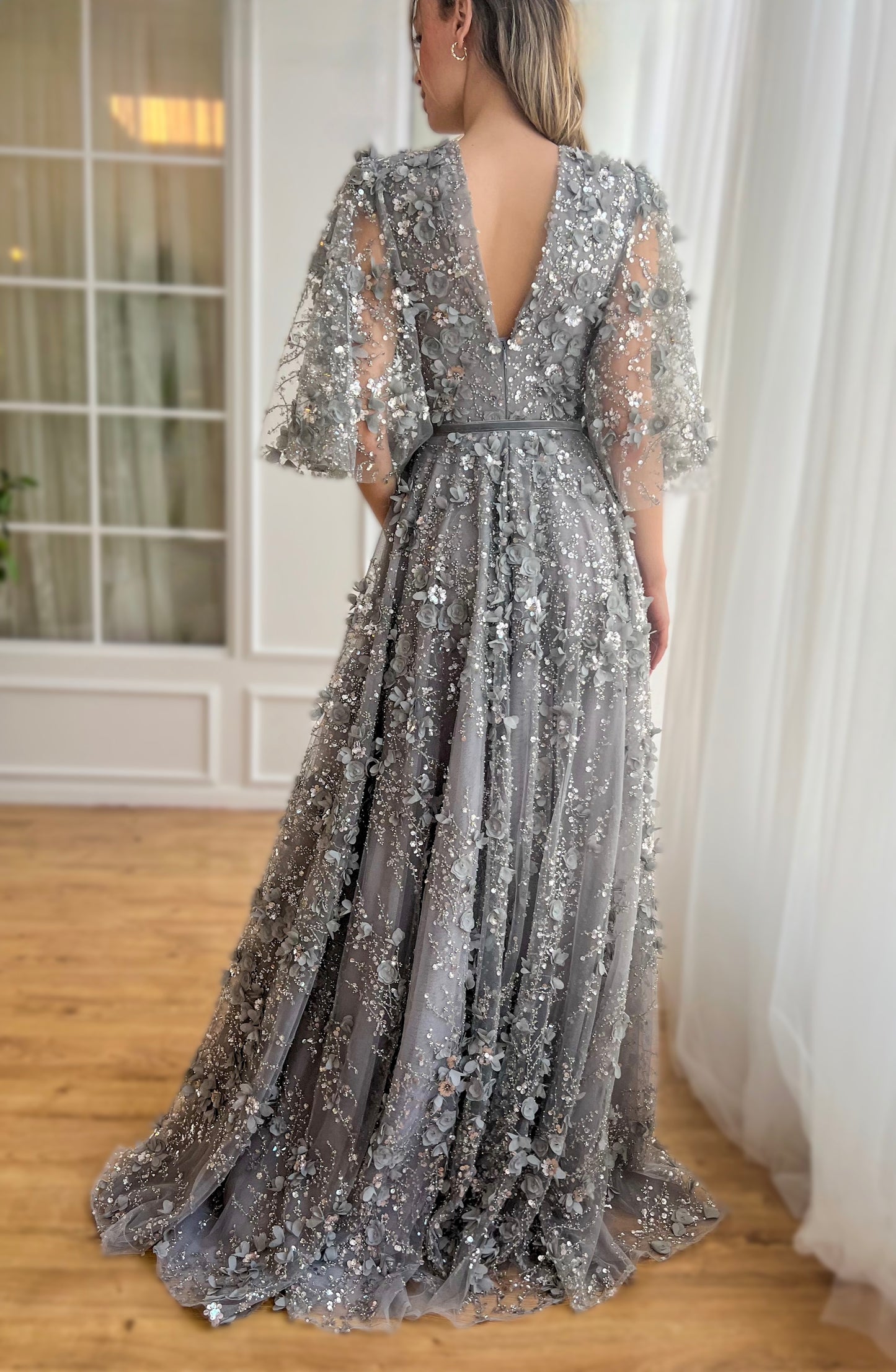 Silver Blossom Gala Gown - Teuta Matoshi