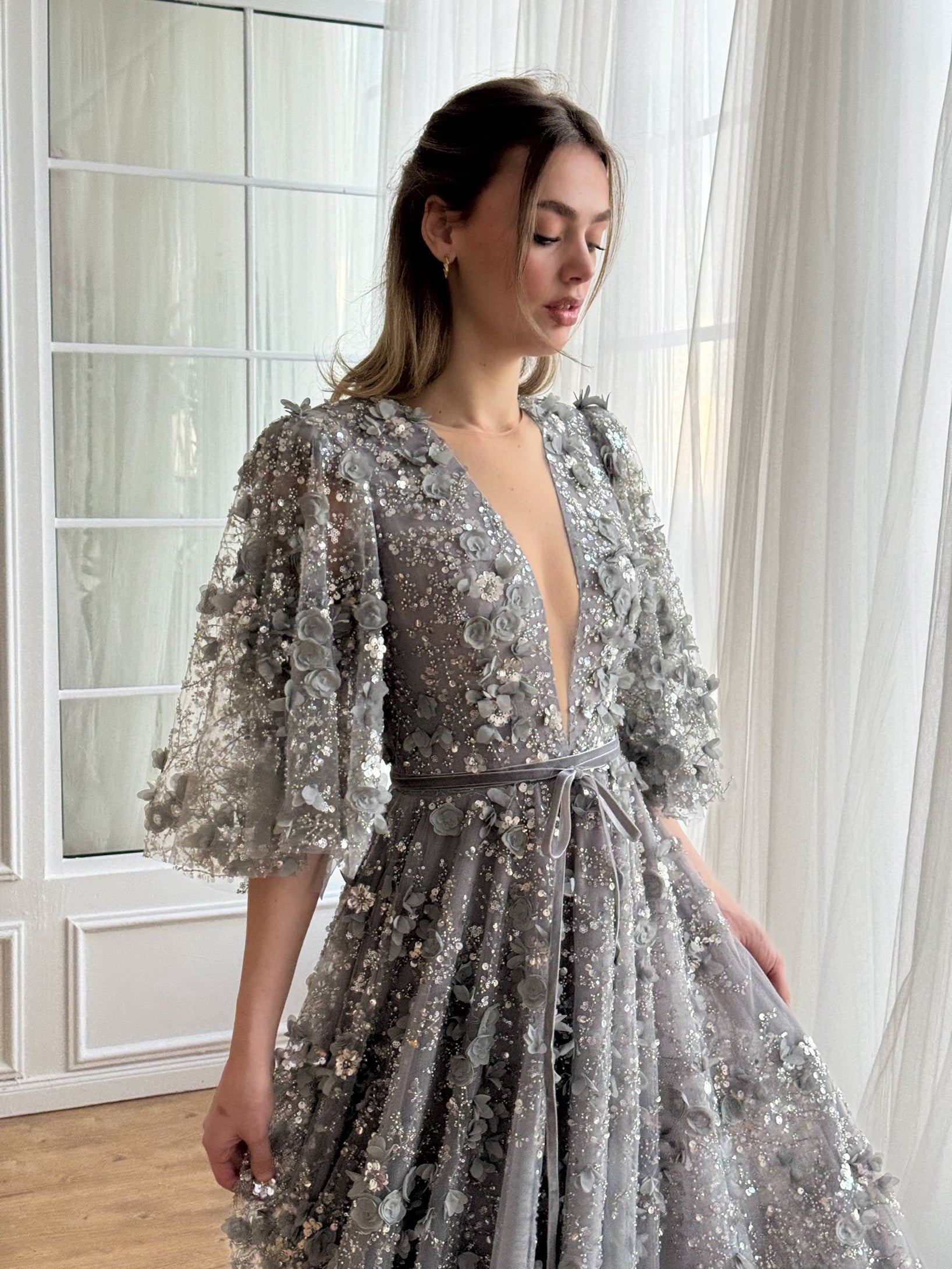 Silver Blossom Gala Gown - Teuta Matoshi