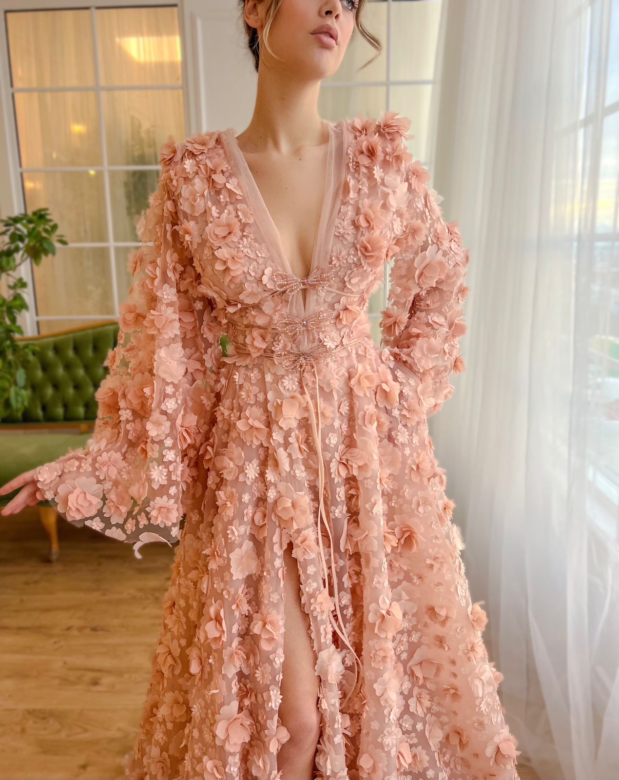 Peach Blossom Elegance Gown - Teuta Matoshi