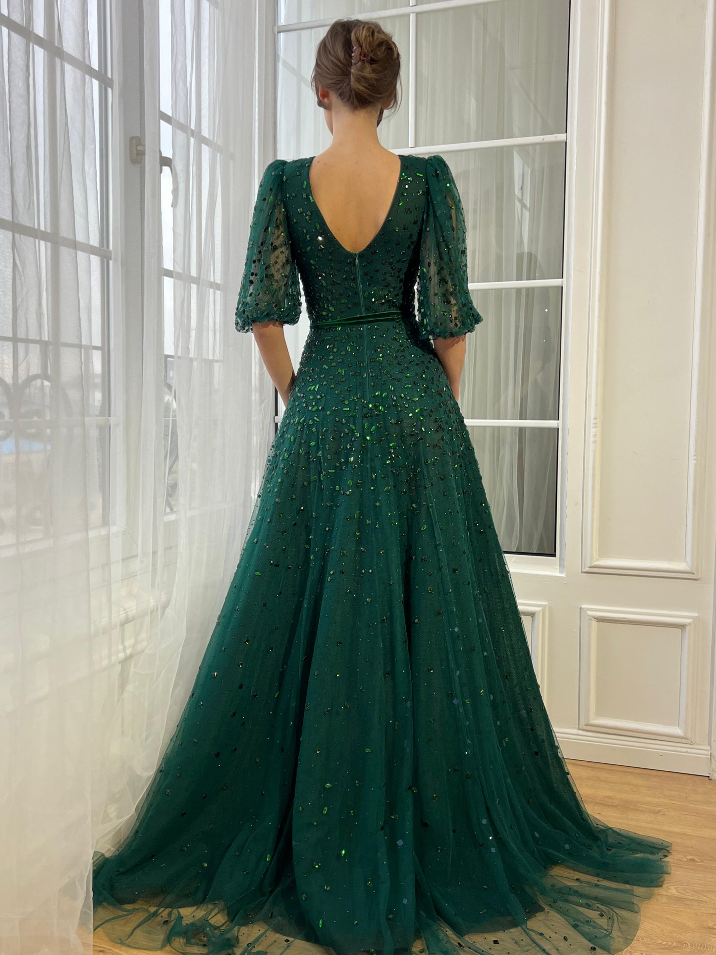 Green Gemstone Gown - Teuta Matoshi