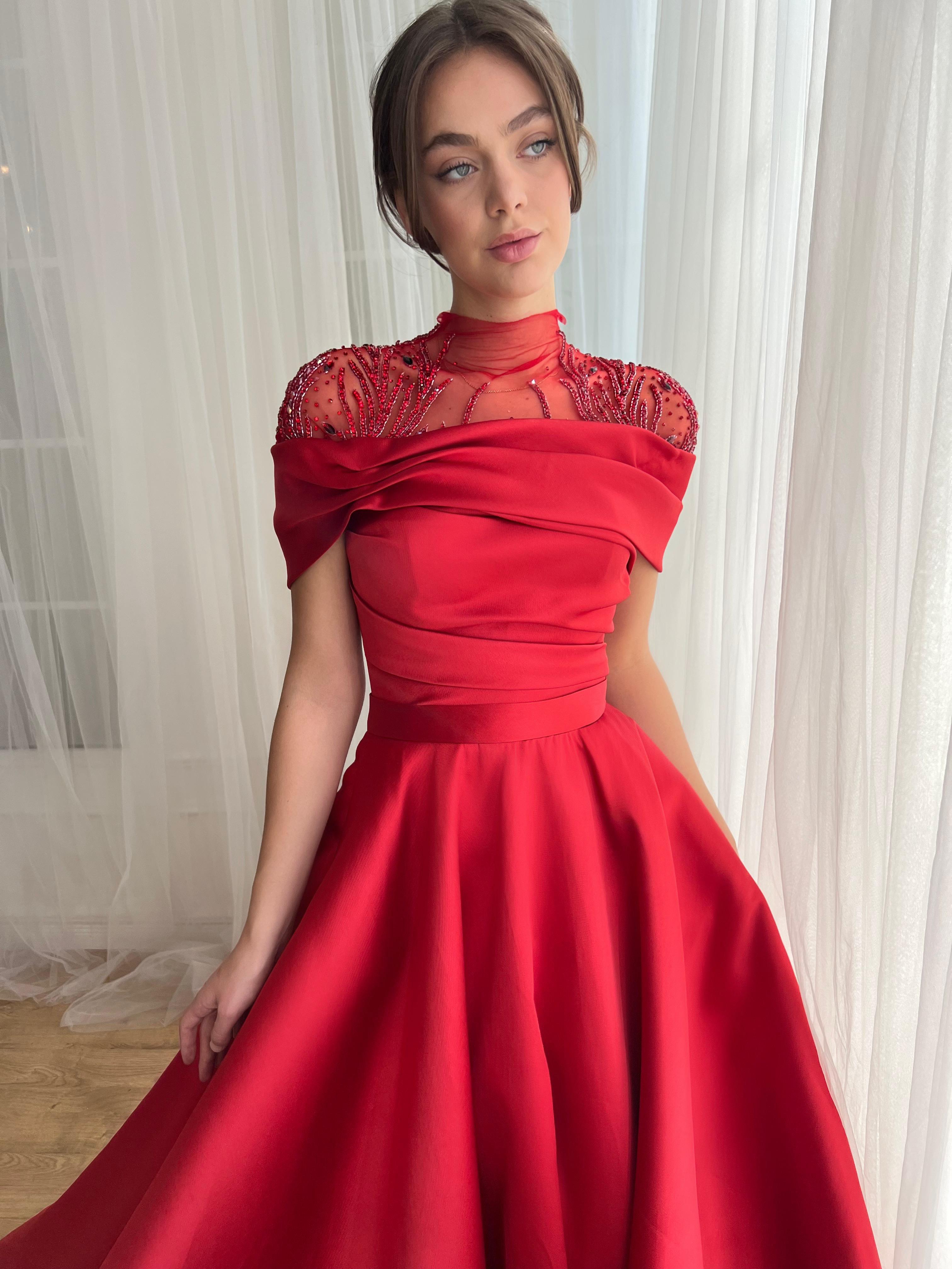 red gala dress Scarlet Dress Teuta Matoshi This floor KissProm Red Sequin Plunge V