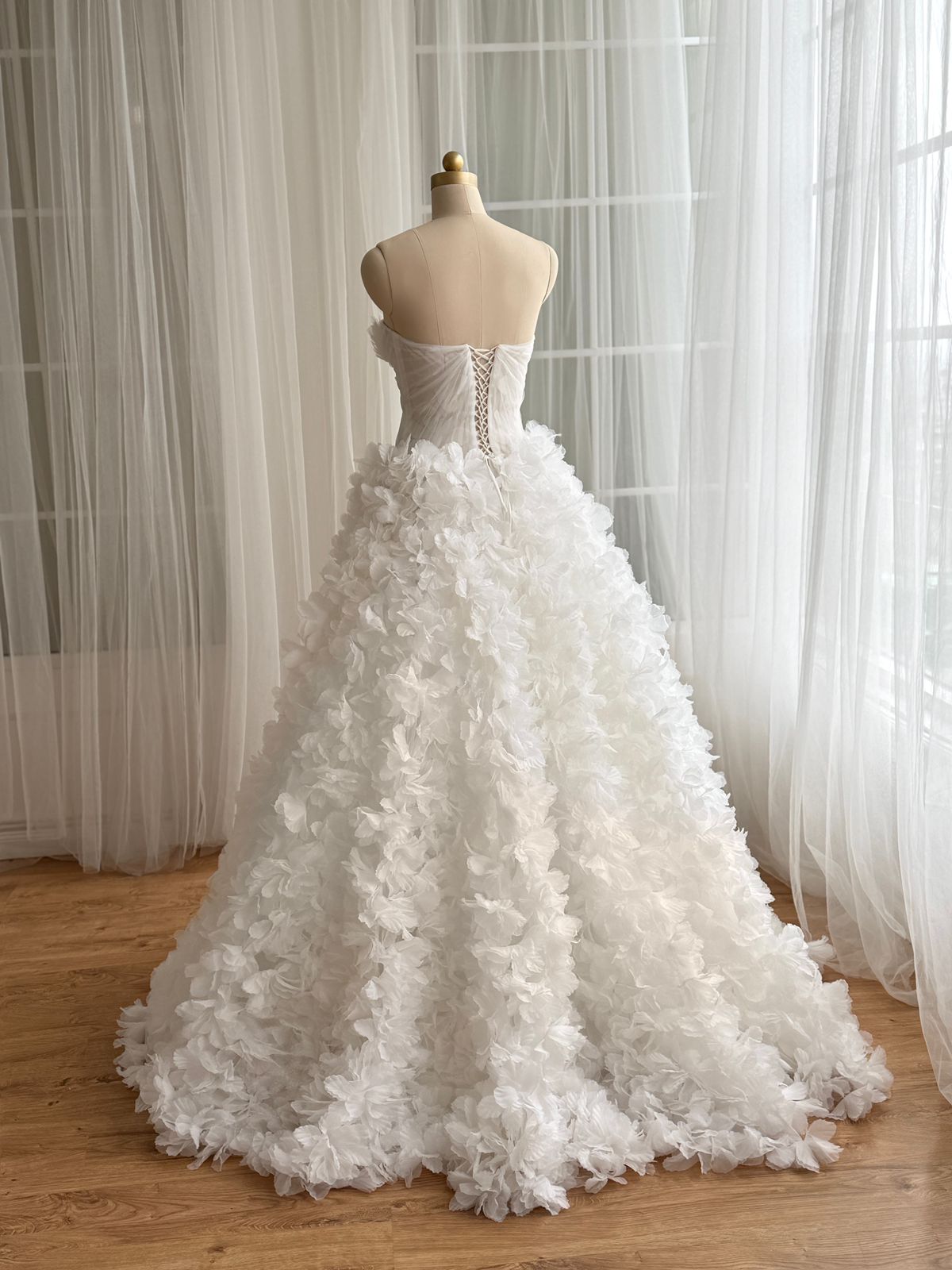 White A-Line dress with embroidered flowers and no sleeves