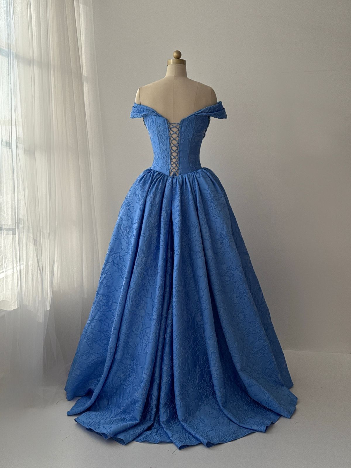 Marine Brocade Gown - Teuta Matoshi