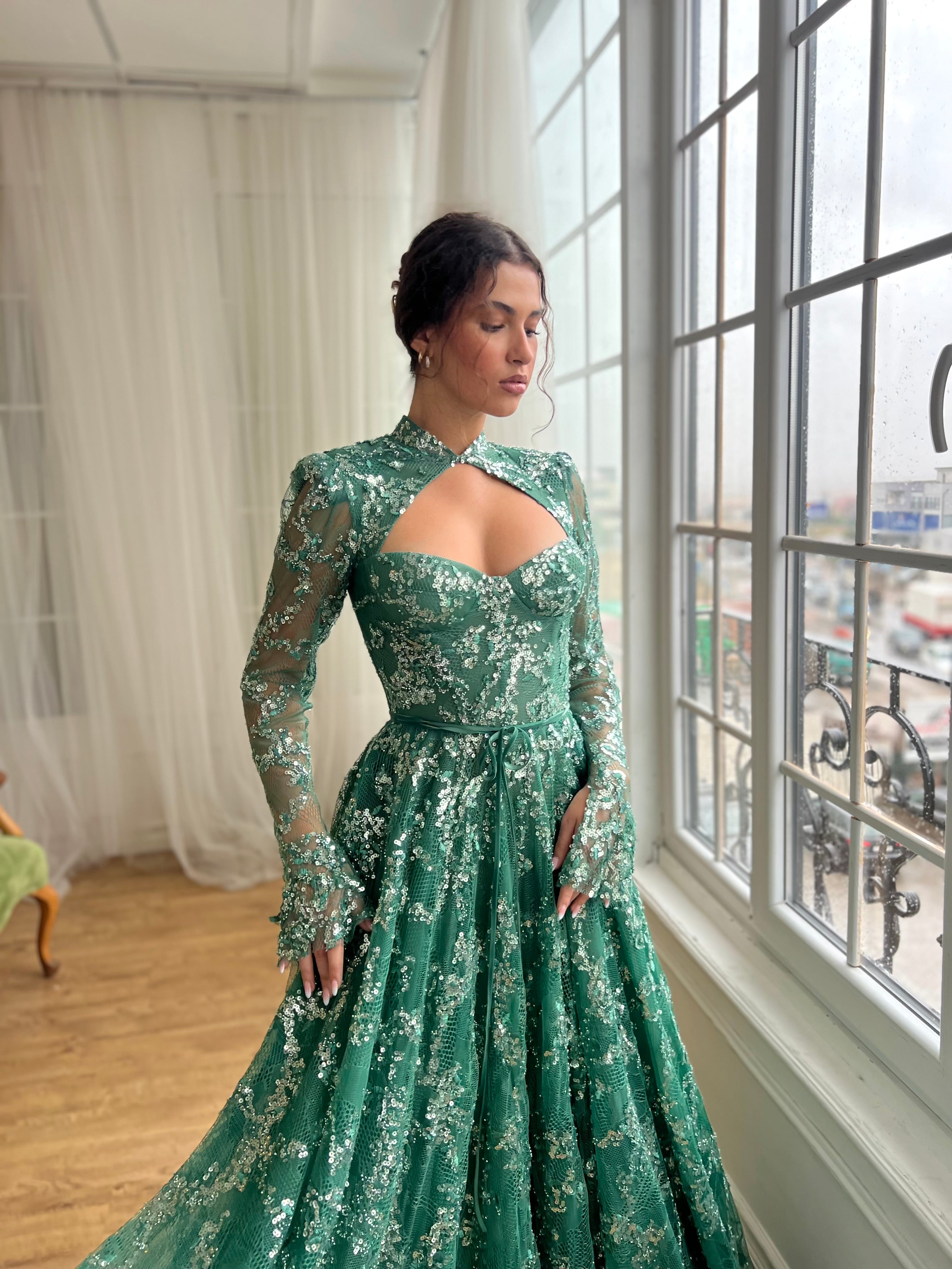 Emerald Ivy Corset Gown Teuta Matoshi Emerald Ivy Corset Gown Teuta Matoshi