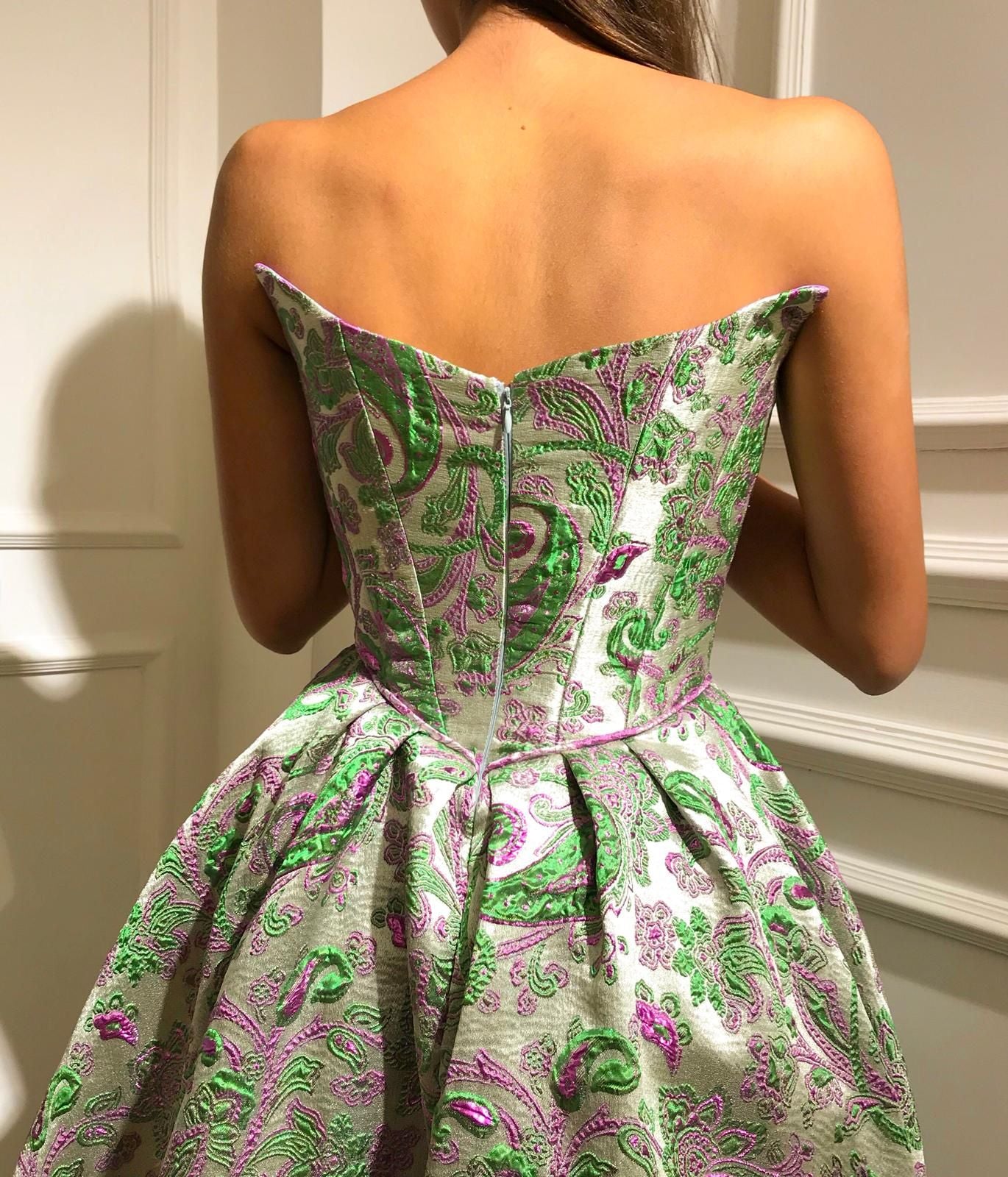 Colorful A-Line dress with printed flowers and no sleeves