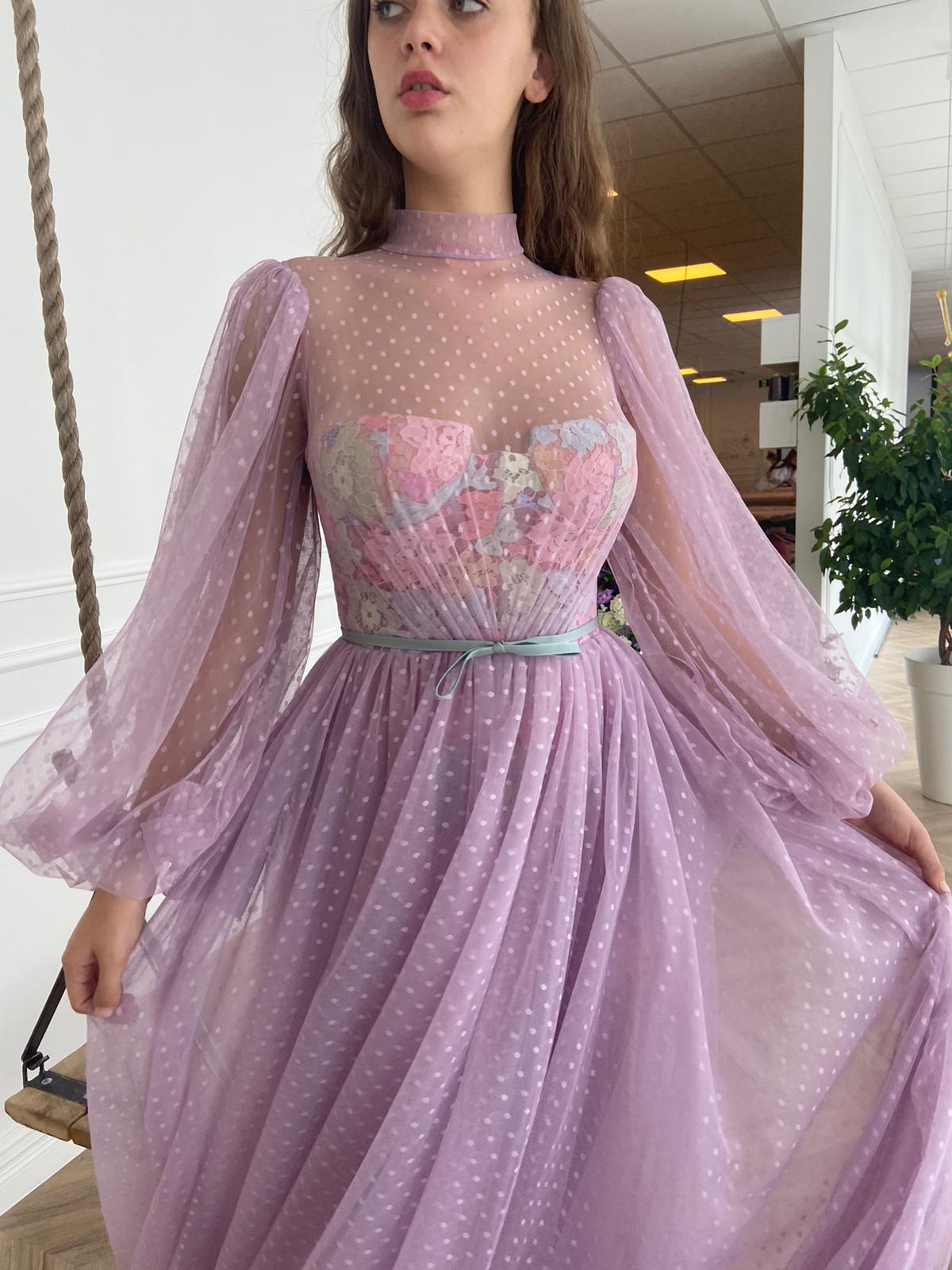 Lilac Dotted Dress– Teuta Matoshi