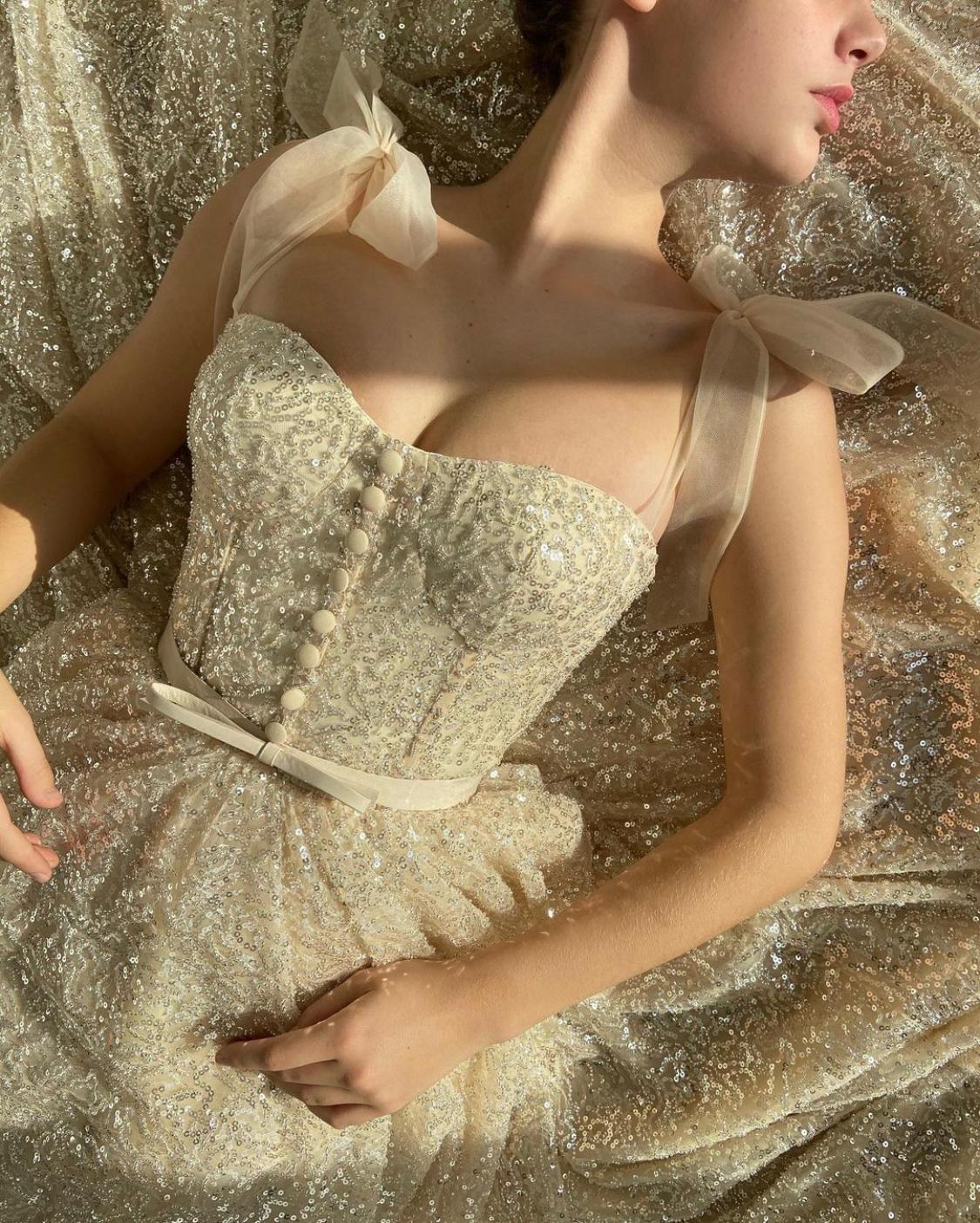 Beige midi dress with bow straps