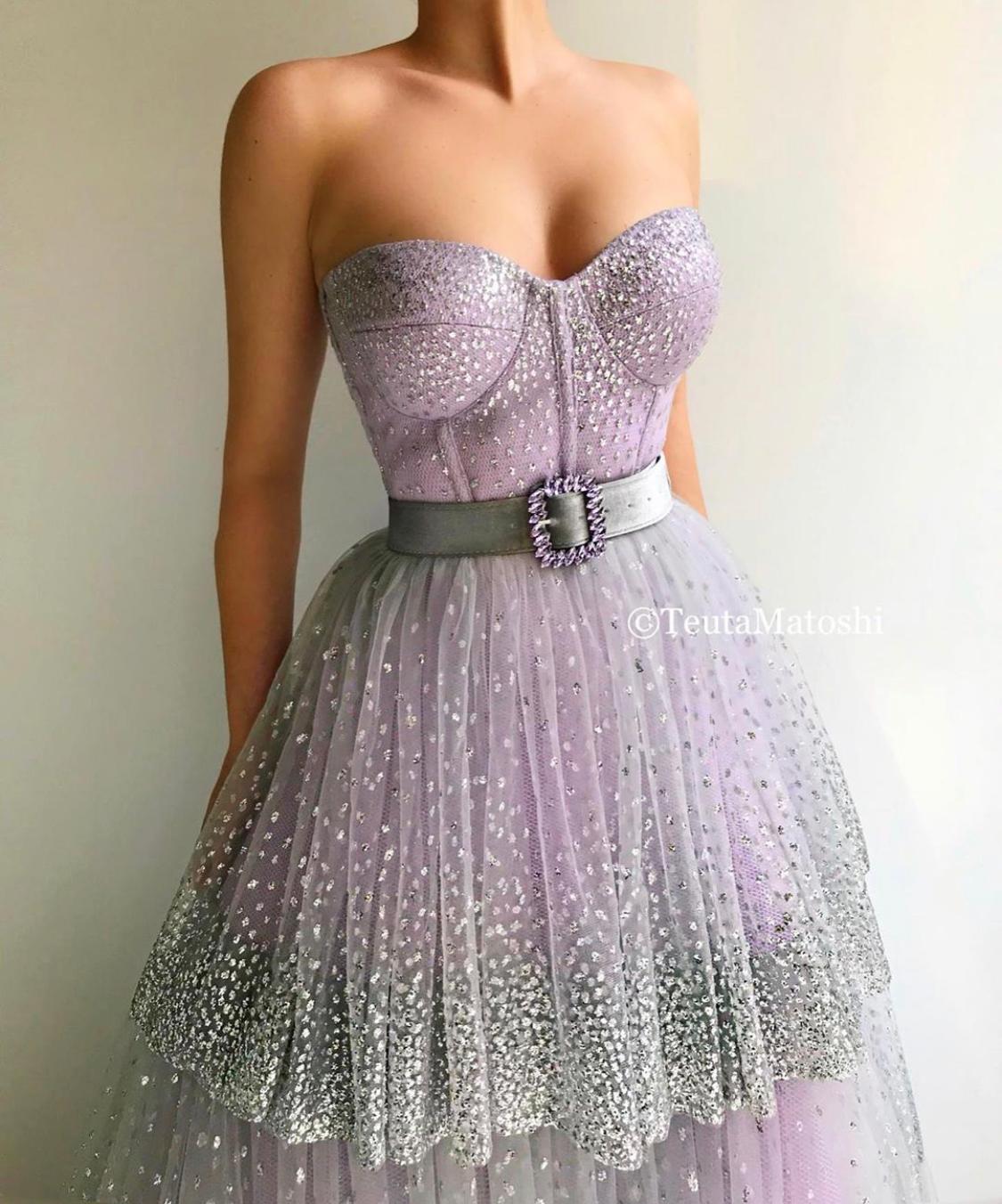 Purple A-Line dress with belt and no sleeves