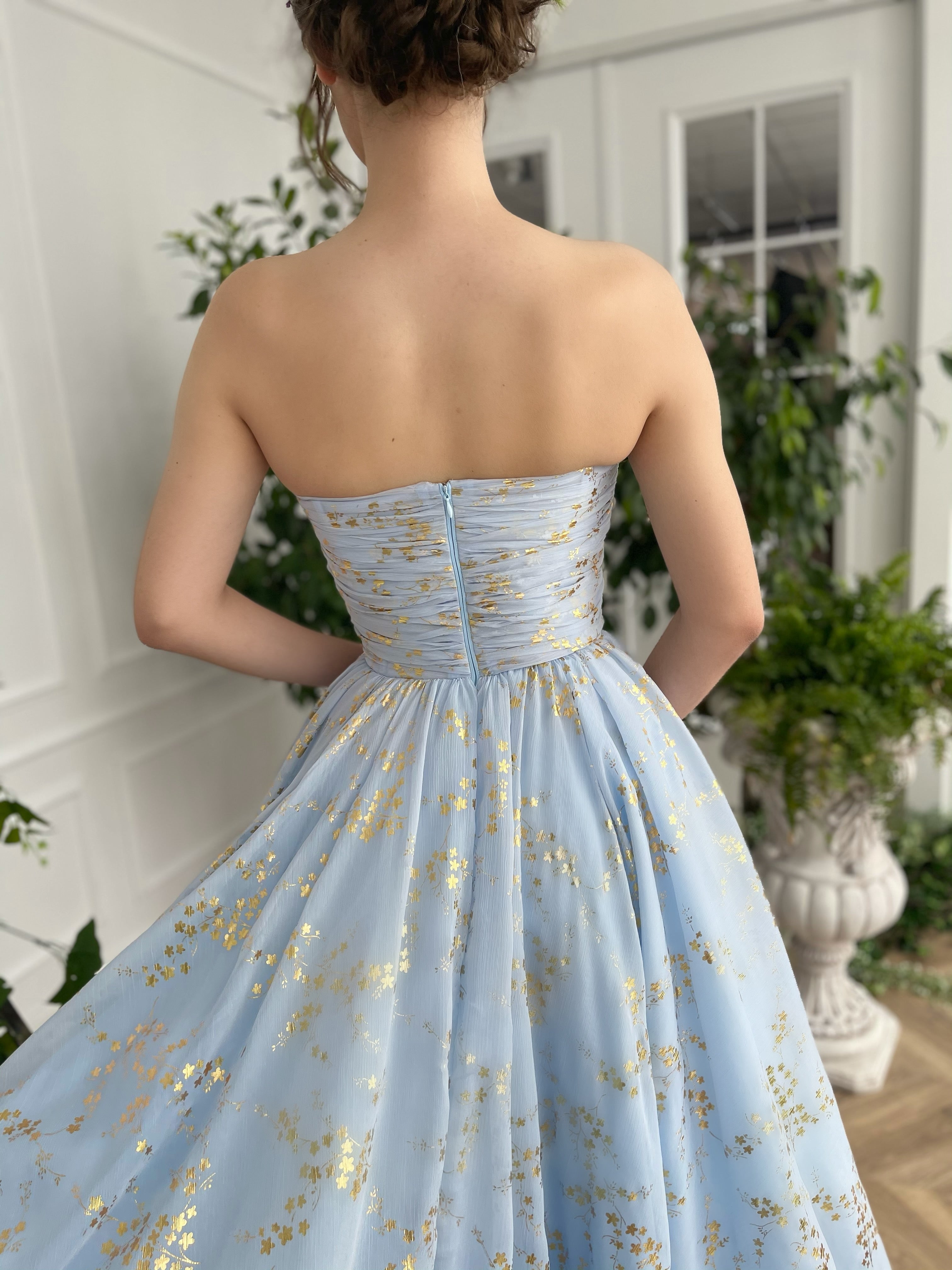 Blue A-Line dress with no sleeves