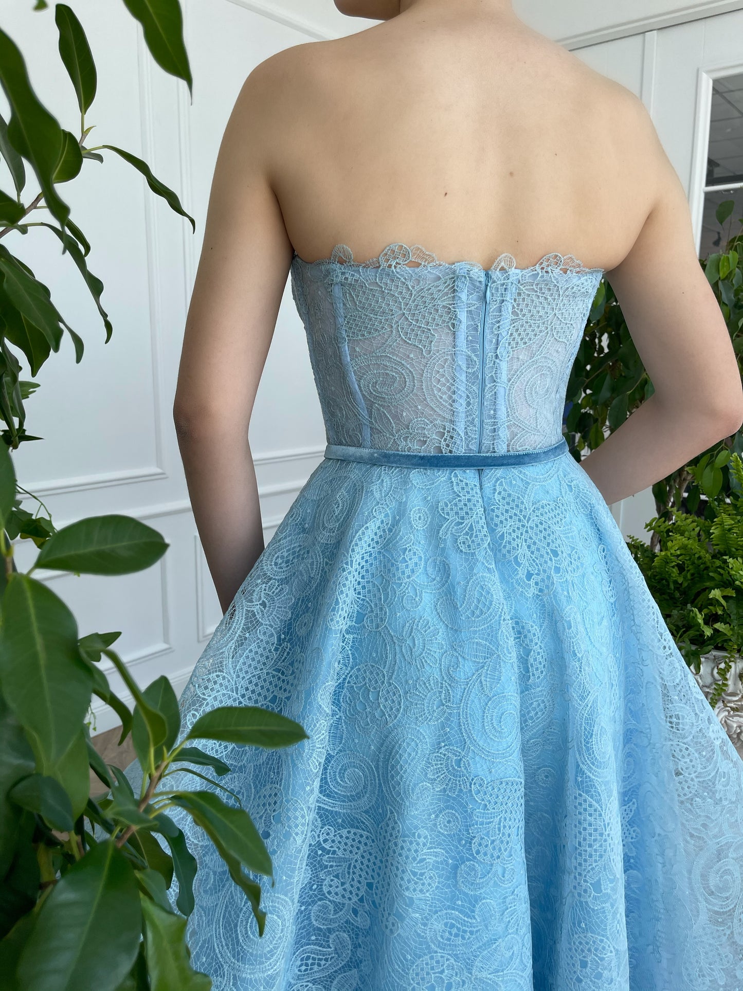 Blue midi dress with no sleeves