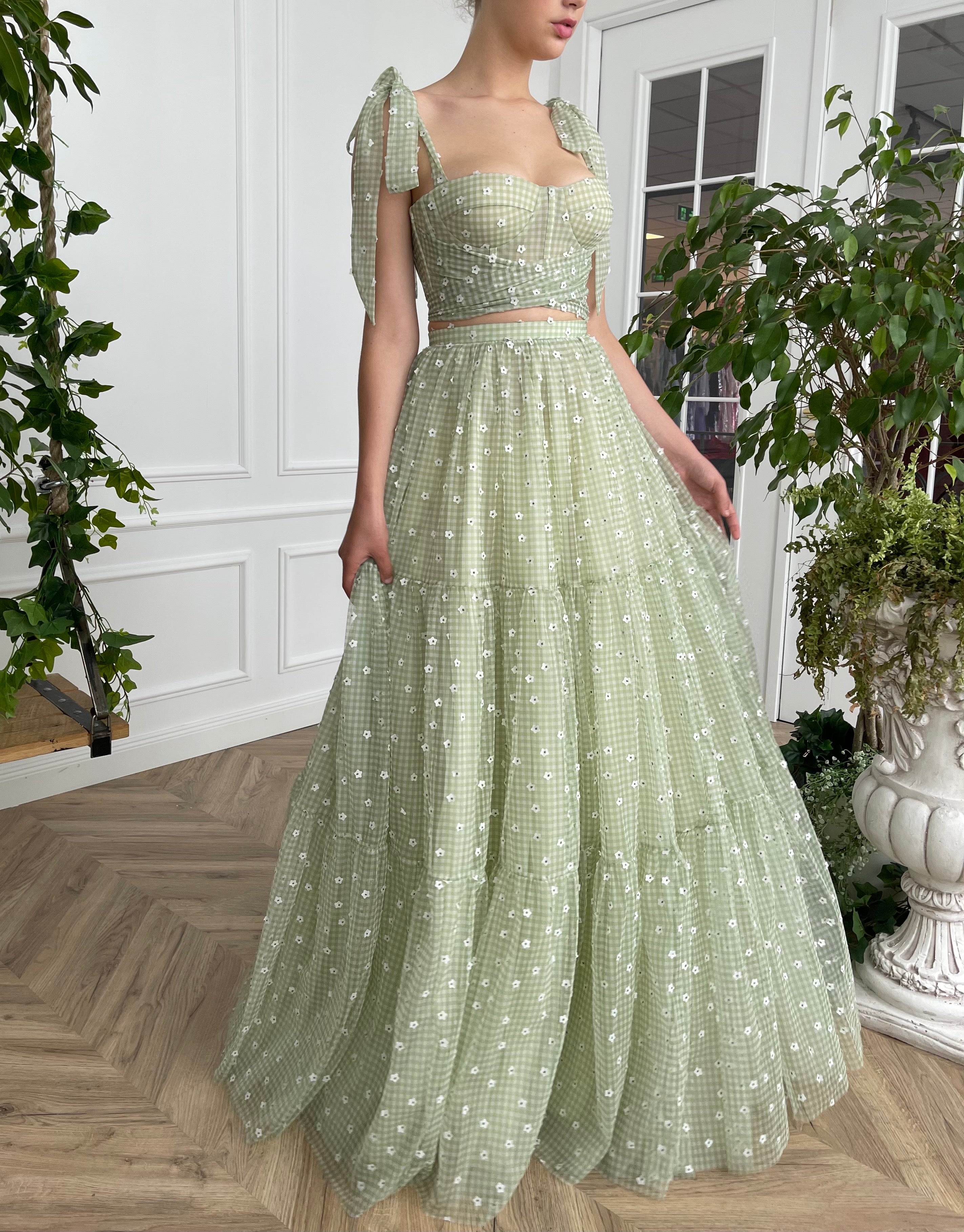 Green Ruffle Gingham Set Teuta Matoshi Green Ruffle Gingham Set Teuta Matoshi