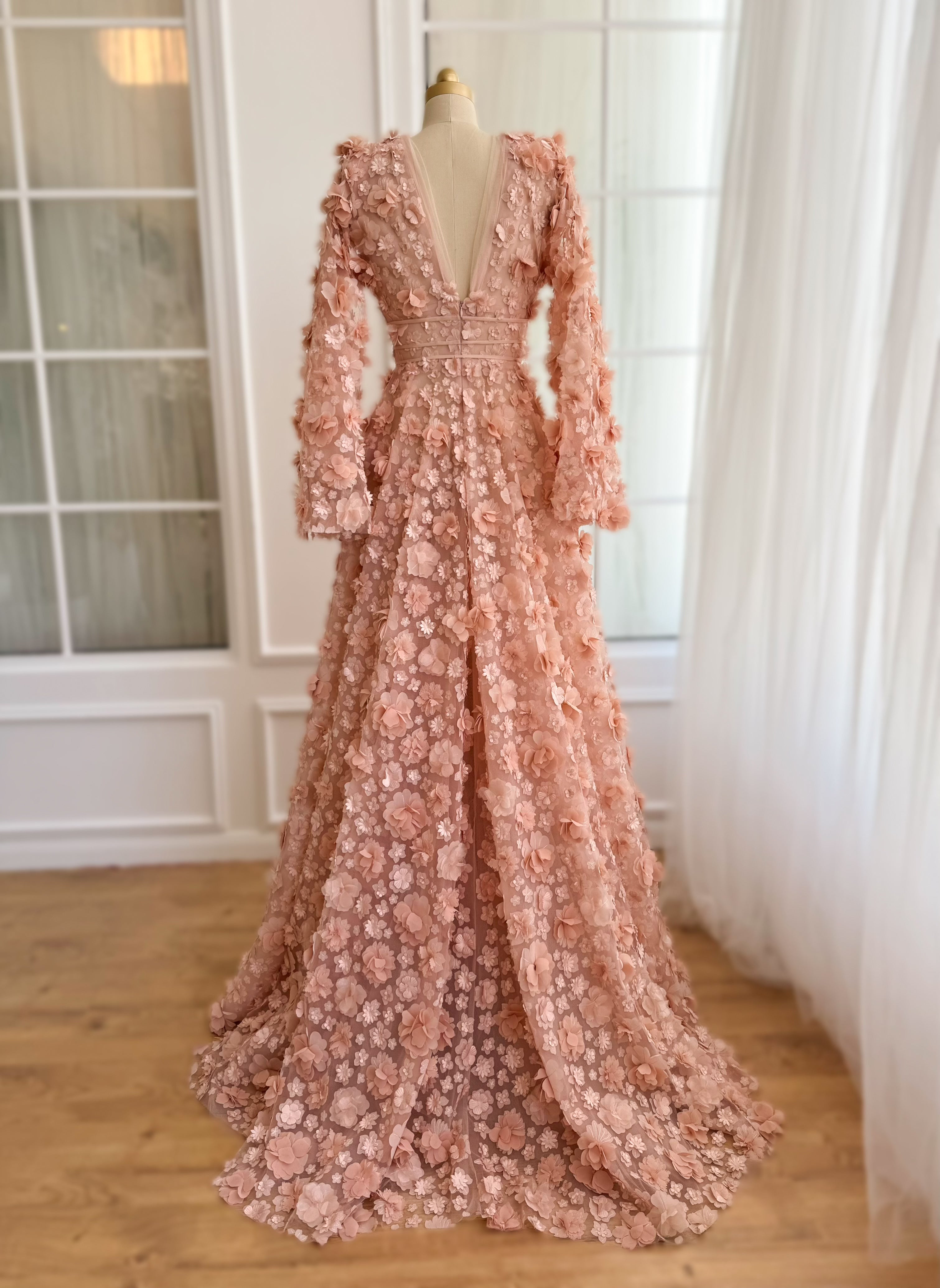 Rose Gold Georgette Embroidered Anarkali Gown Design by Renee Label at  Pernia's Pop Up Shop 2024
