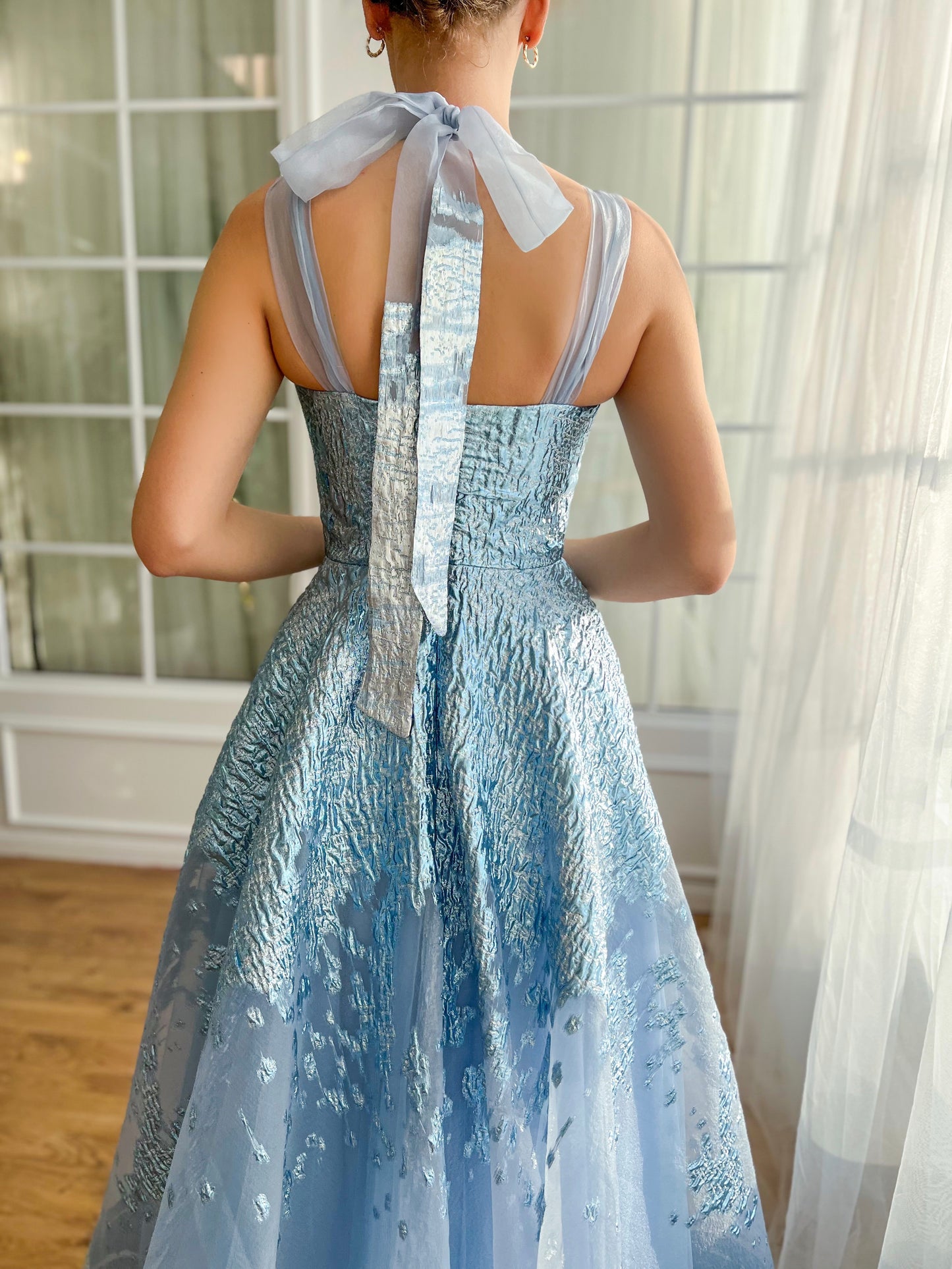 Blue A-Line dress with no sleeves