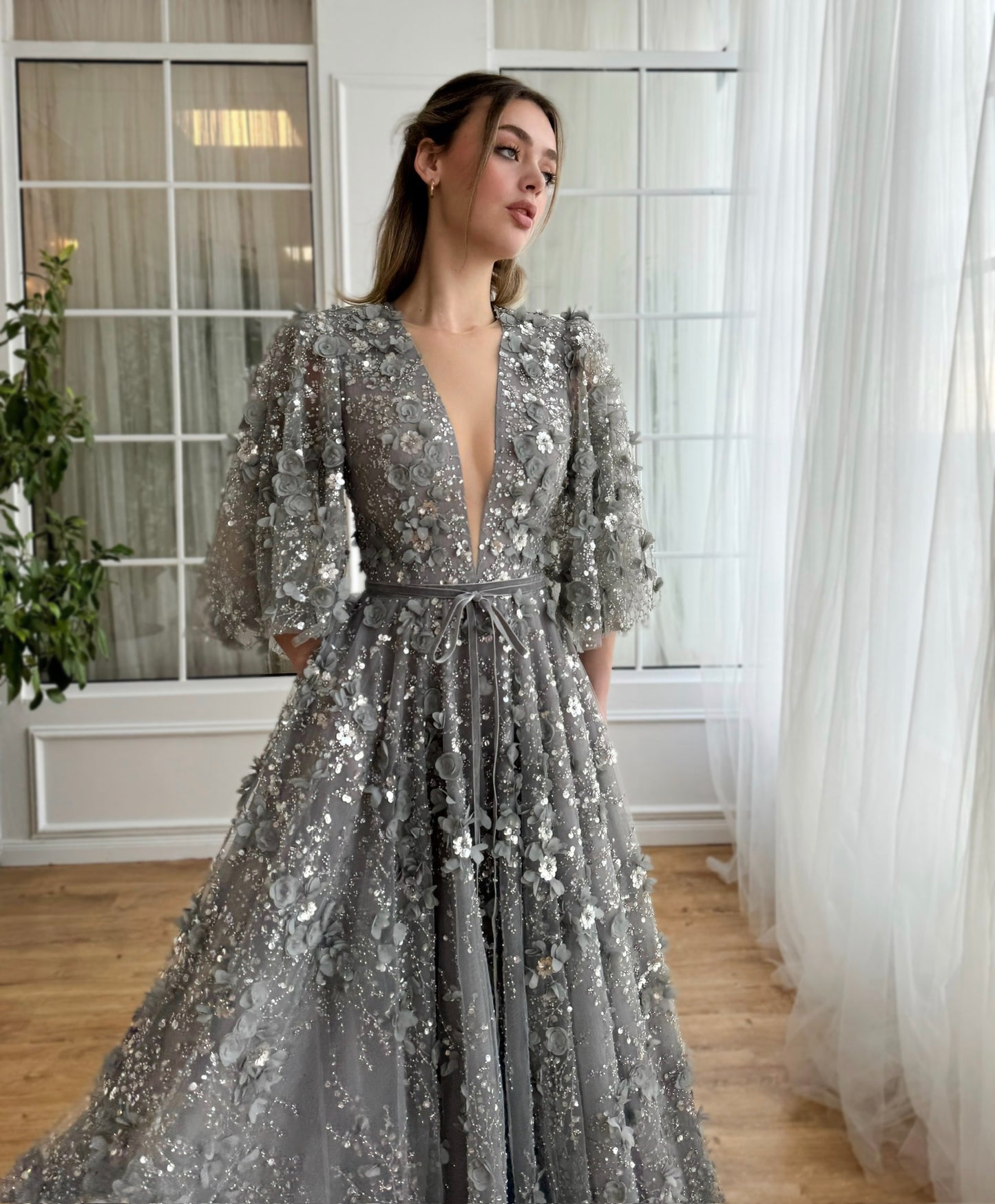 Silver Blossom Gala Gown - Teuta Matoshi