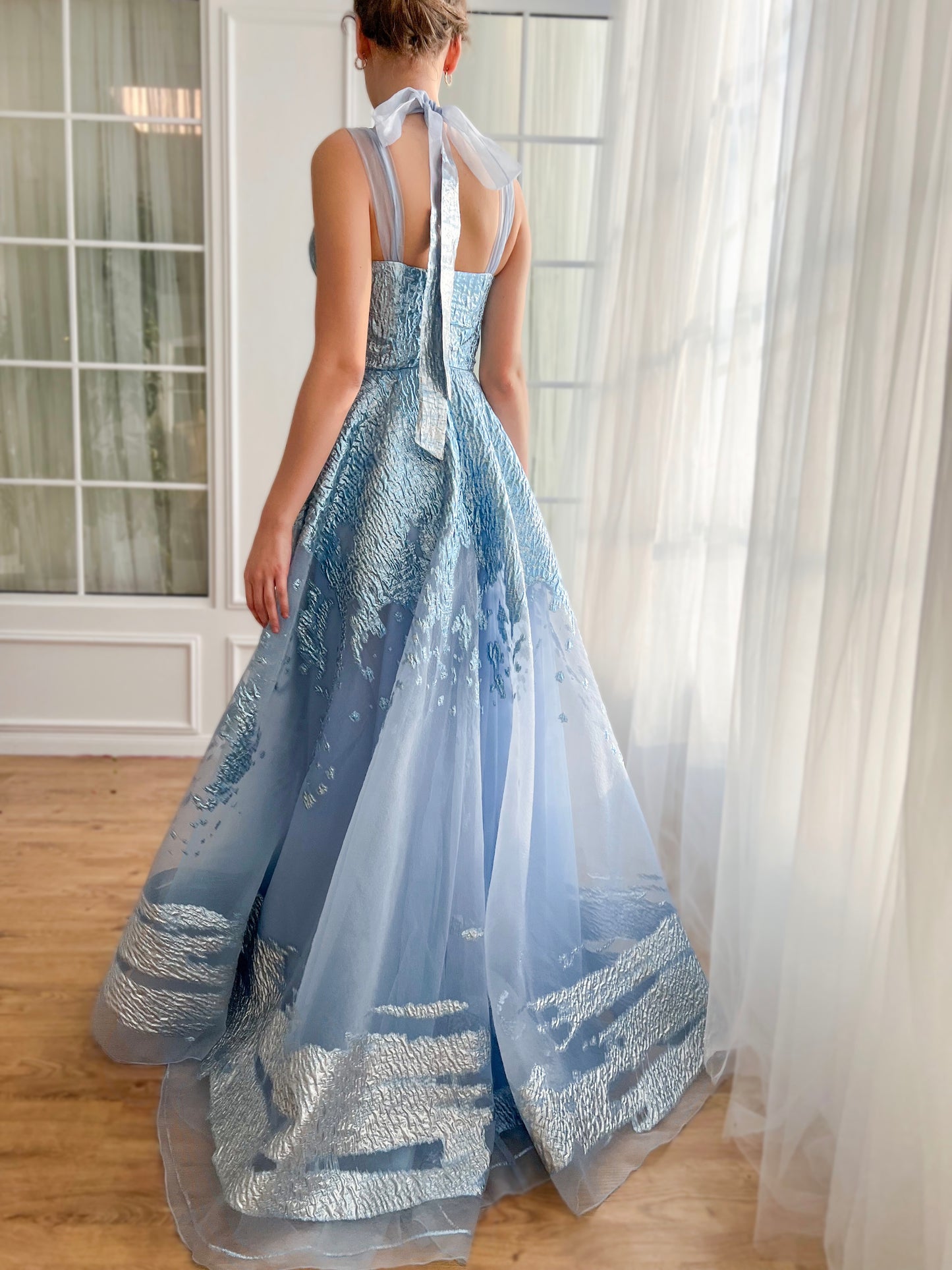 Blue A-Line dress with no sleeves