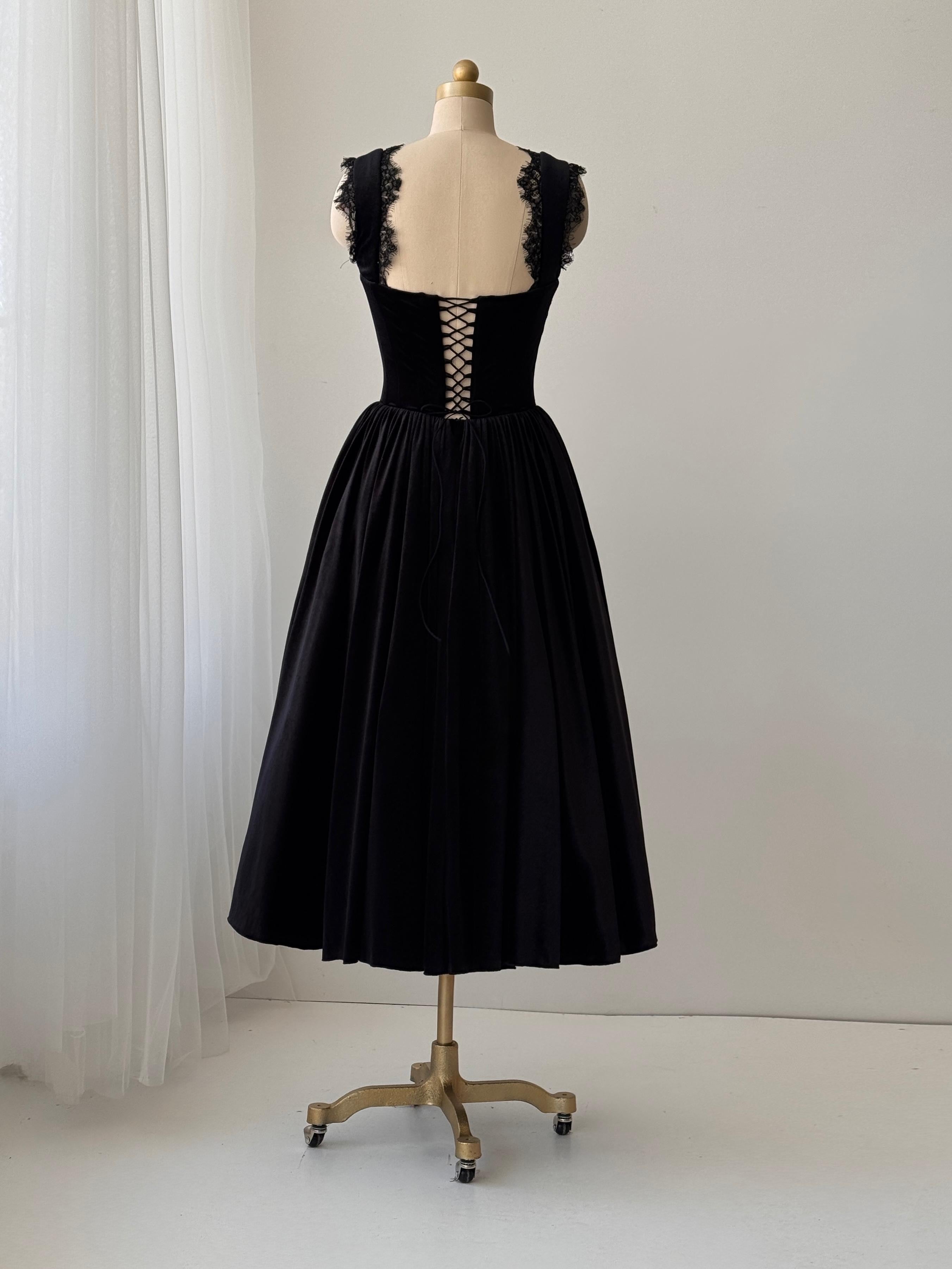 Black Velvet Midi Dress Teuta Matoshi