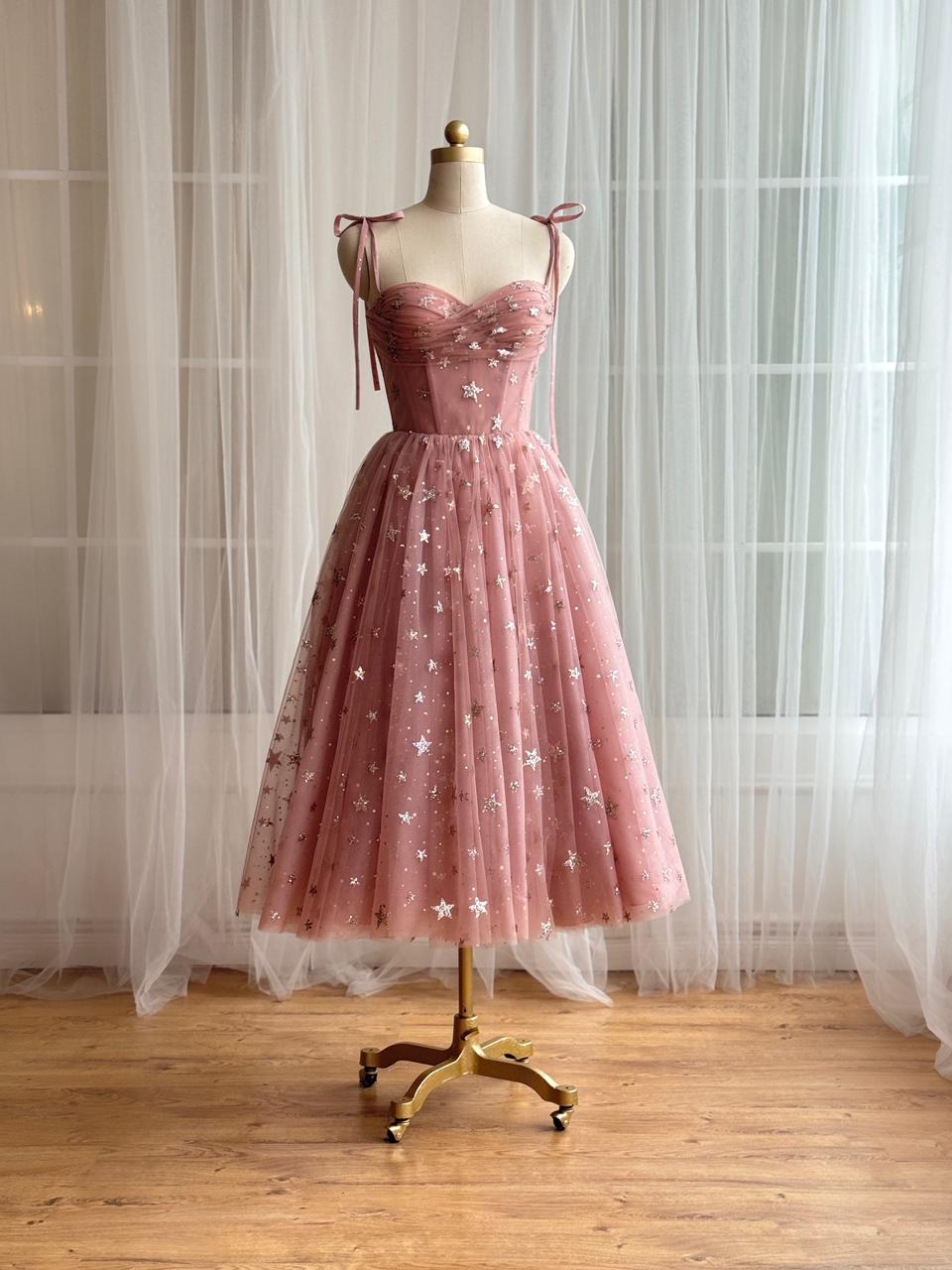 Pink Starry Midi Dress