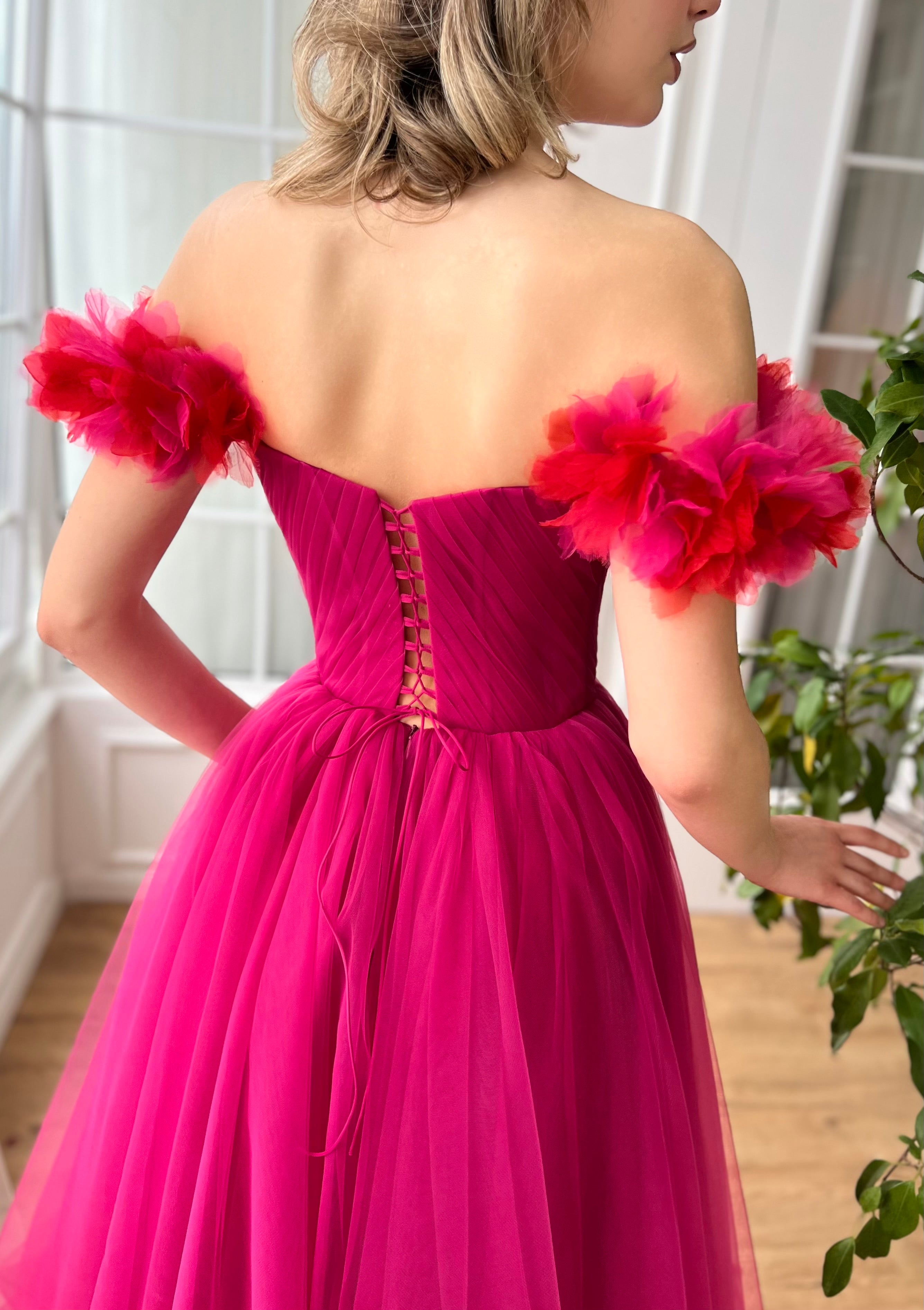 cerise pink midi dress Tegan Cerise Pink Split Skirt Midi Dress