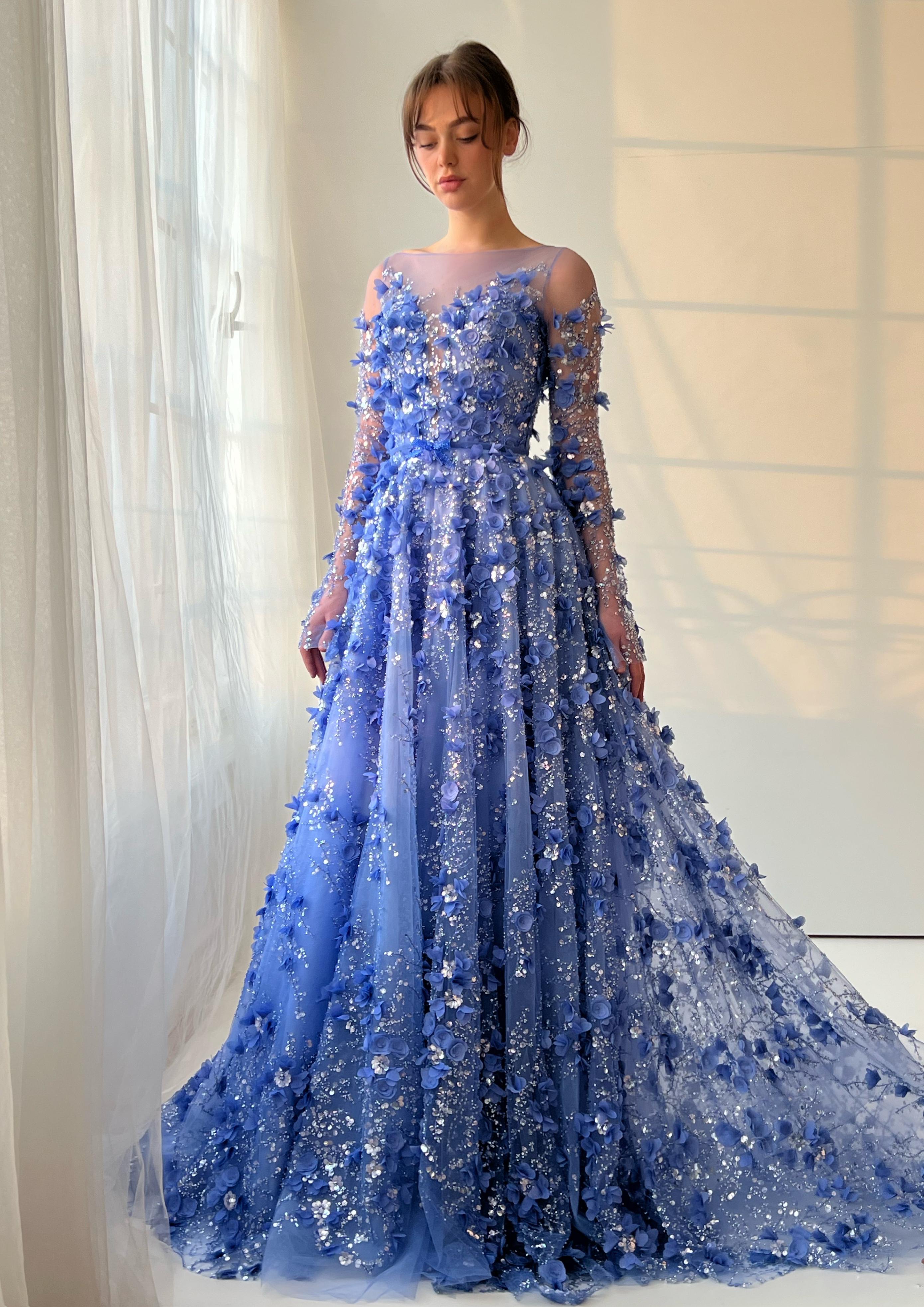 Cerulean Blooms Serenade Gown Teuta Matoshi Cerulean Blooms Serenade Gown Teuta Matoshi