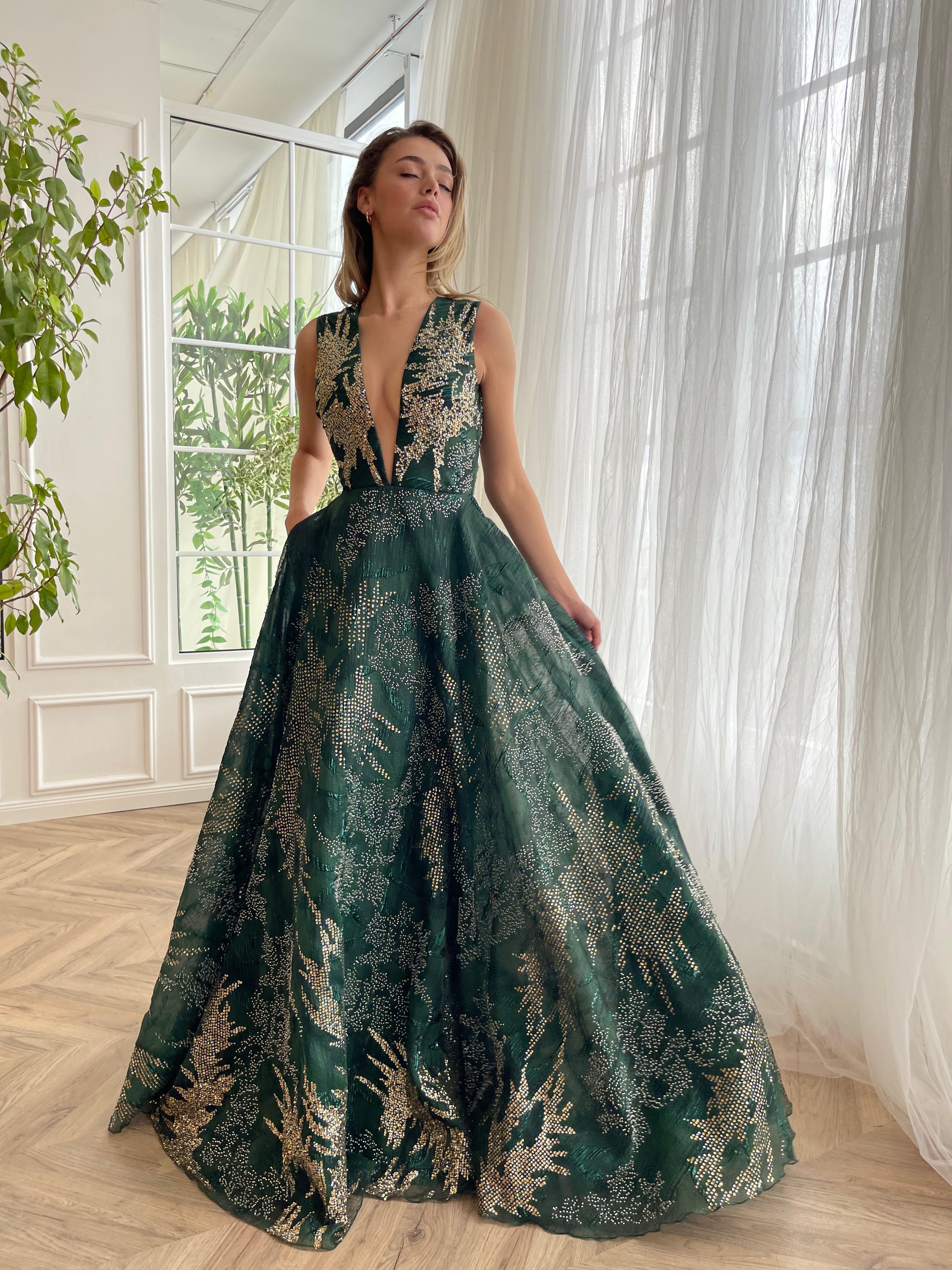 Pine Glimmer Flair Gown– Teuta Matoshi Pine Glimmer Flair Gown– Teuta Matoshi