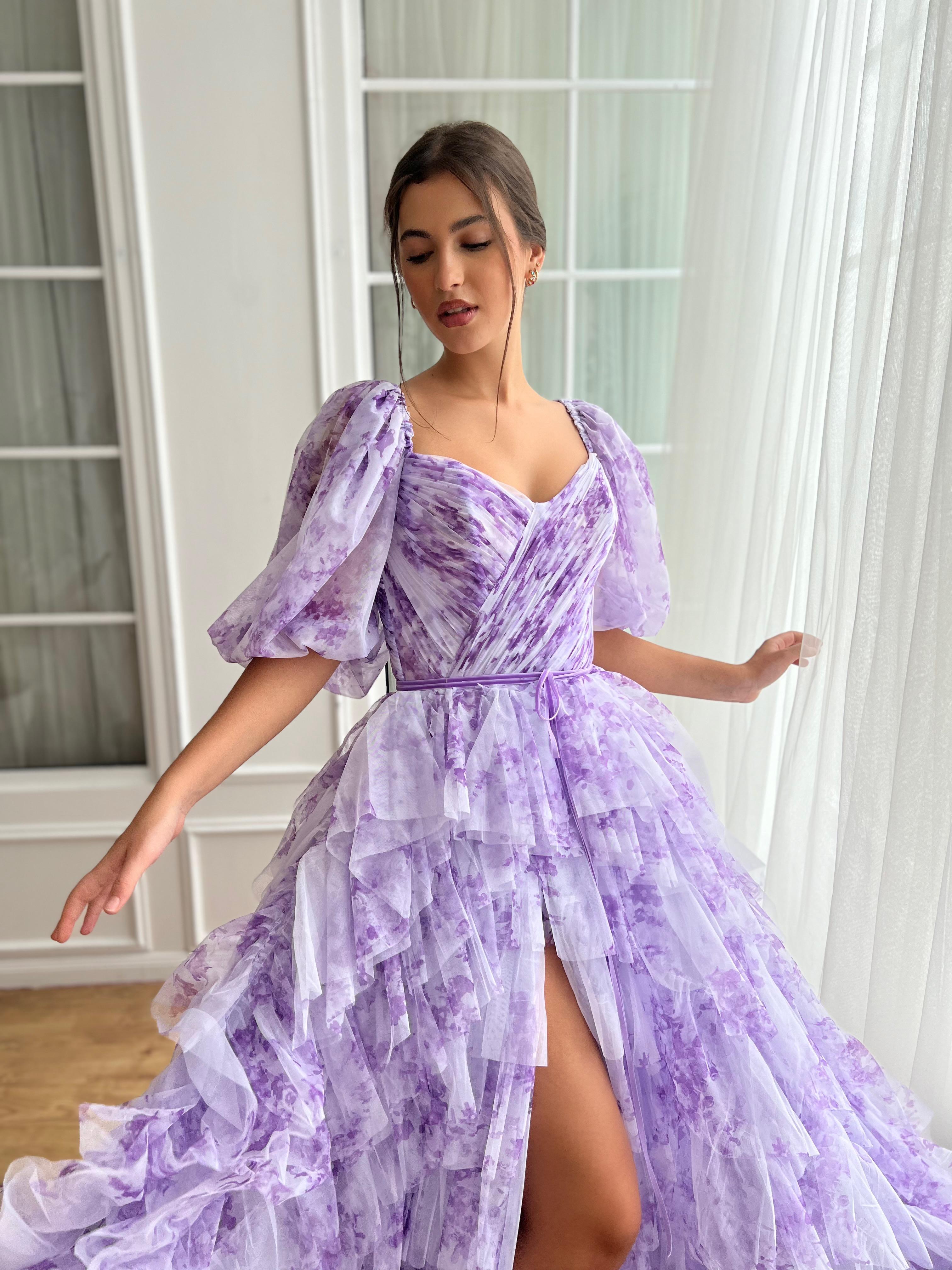 Violet Sky Ruffled Gown– Teuta Matoshi Violet Sky Ruffled Gown– Teuta Matoshi