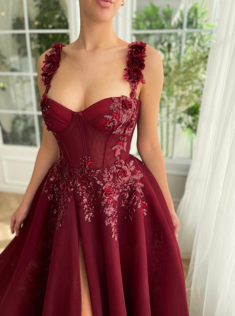 maroon colour dress for ladies Promenade Gown – Teuta Matoshi cn_dockSS26