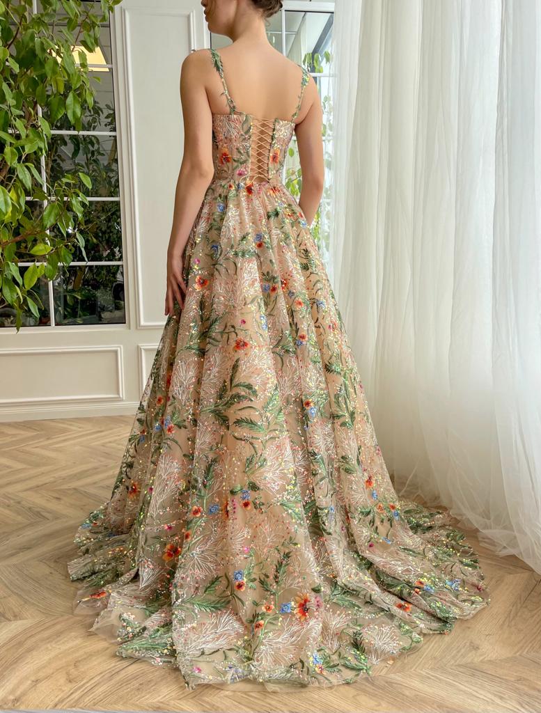 forest corset maxi dress 'Milena' Forest Corset Maxi Dress