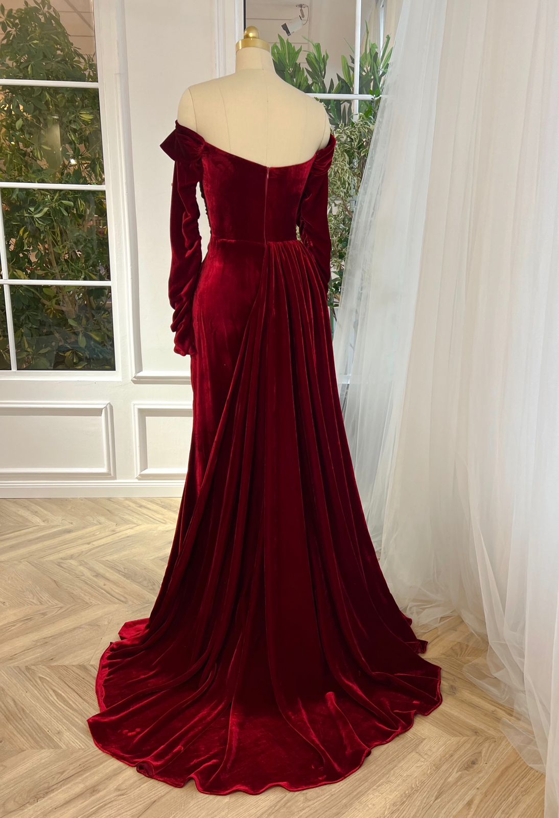 kerri formal velvet mermaid dress Crimson – Teuta Matoshi elegant maxi dress