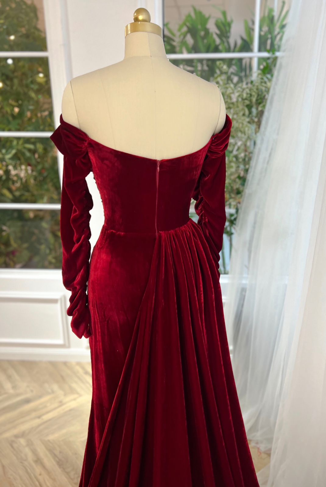 Crimson Velvet Mermaid Dress - Teuta Matoshi