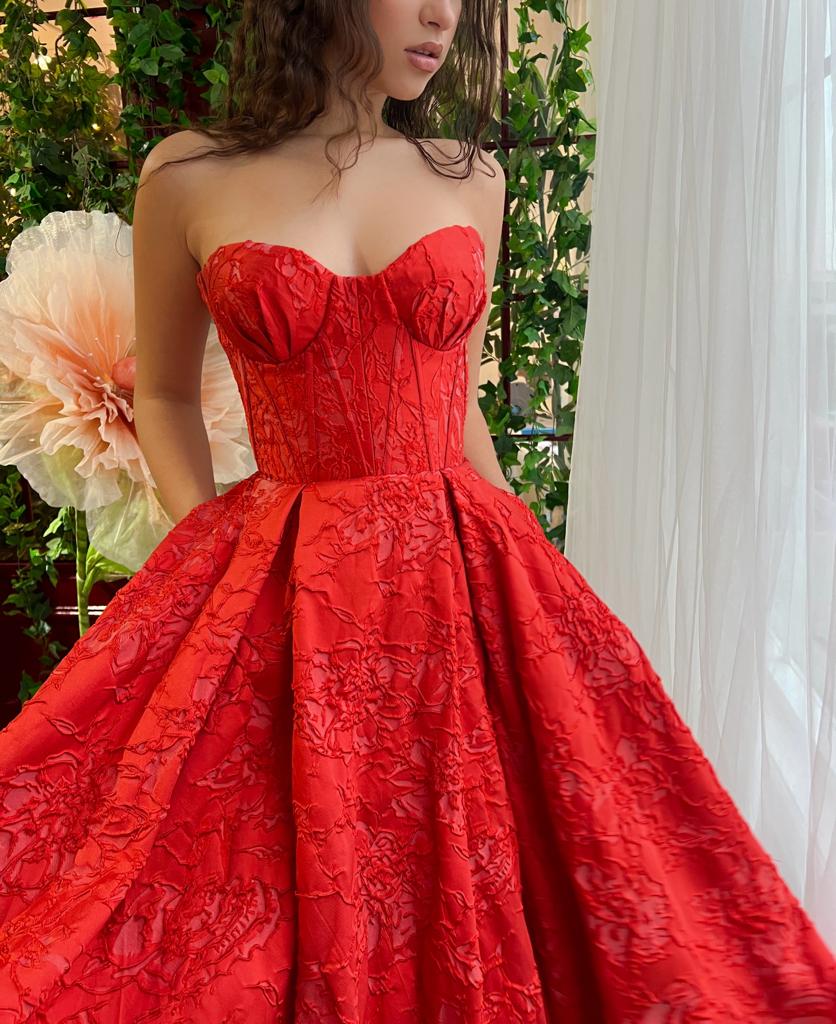 Sexy Strapless Mermaid Red Prom Dress Sequins Long – Dbrbridal