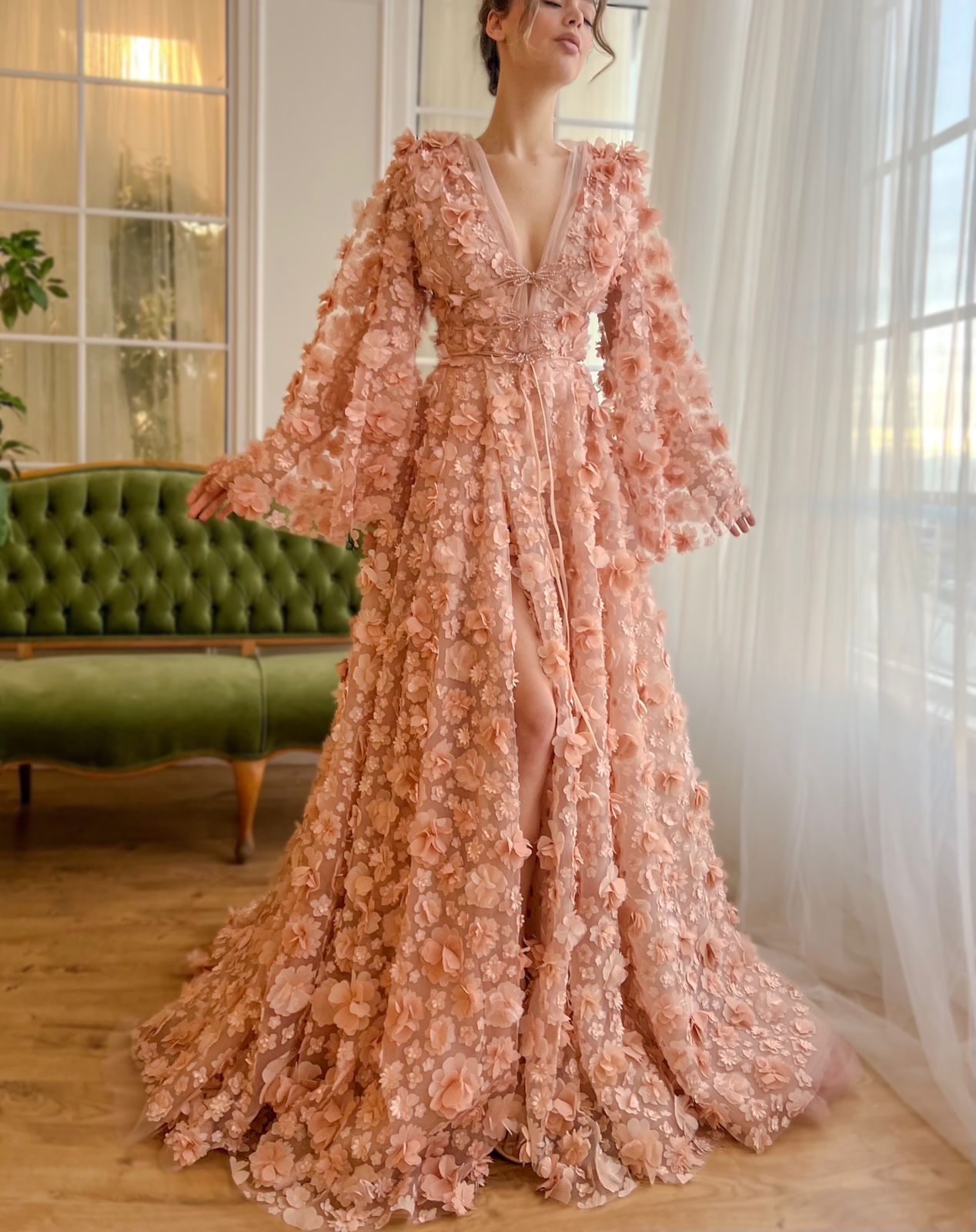 Peach Blossom Elegance Gown - Teuta Matoshi