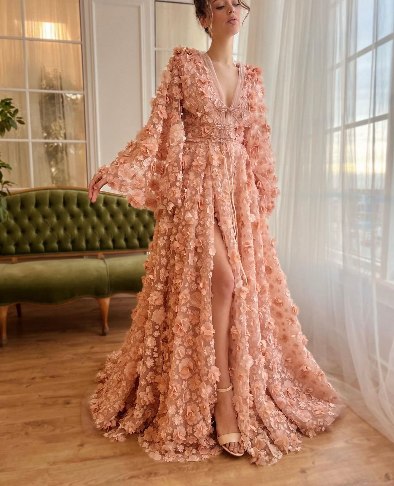 Peach Blossom Elegance Gown - Teuta Matoshi