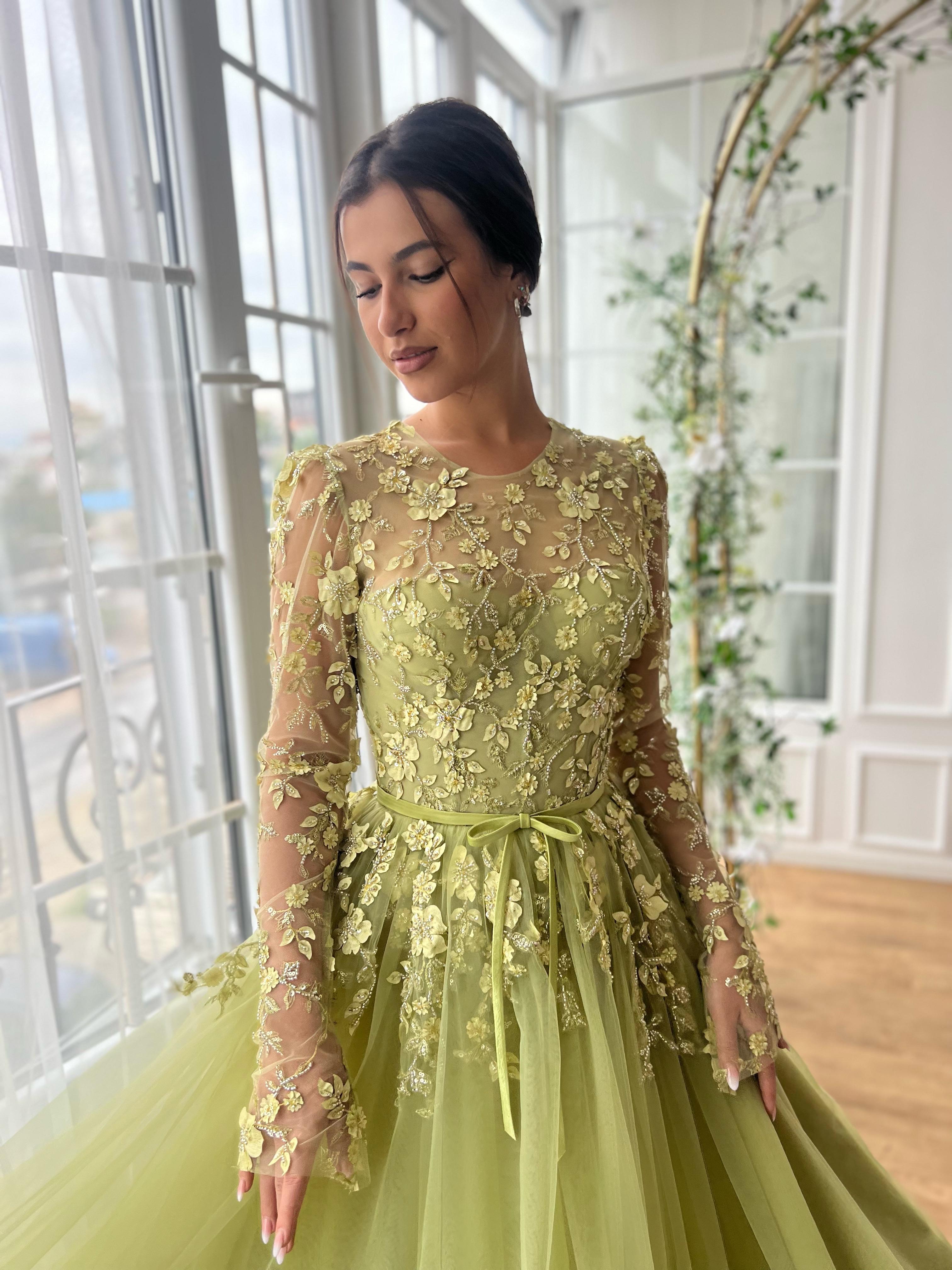 Olive Bloom Gown Teuta Matoshi Olive Bloom Gown Teuta Matoshi