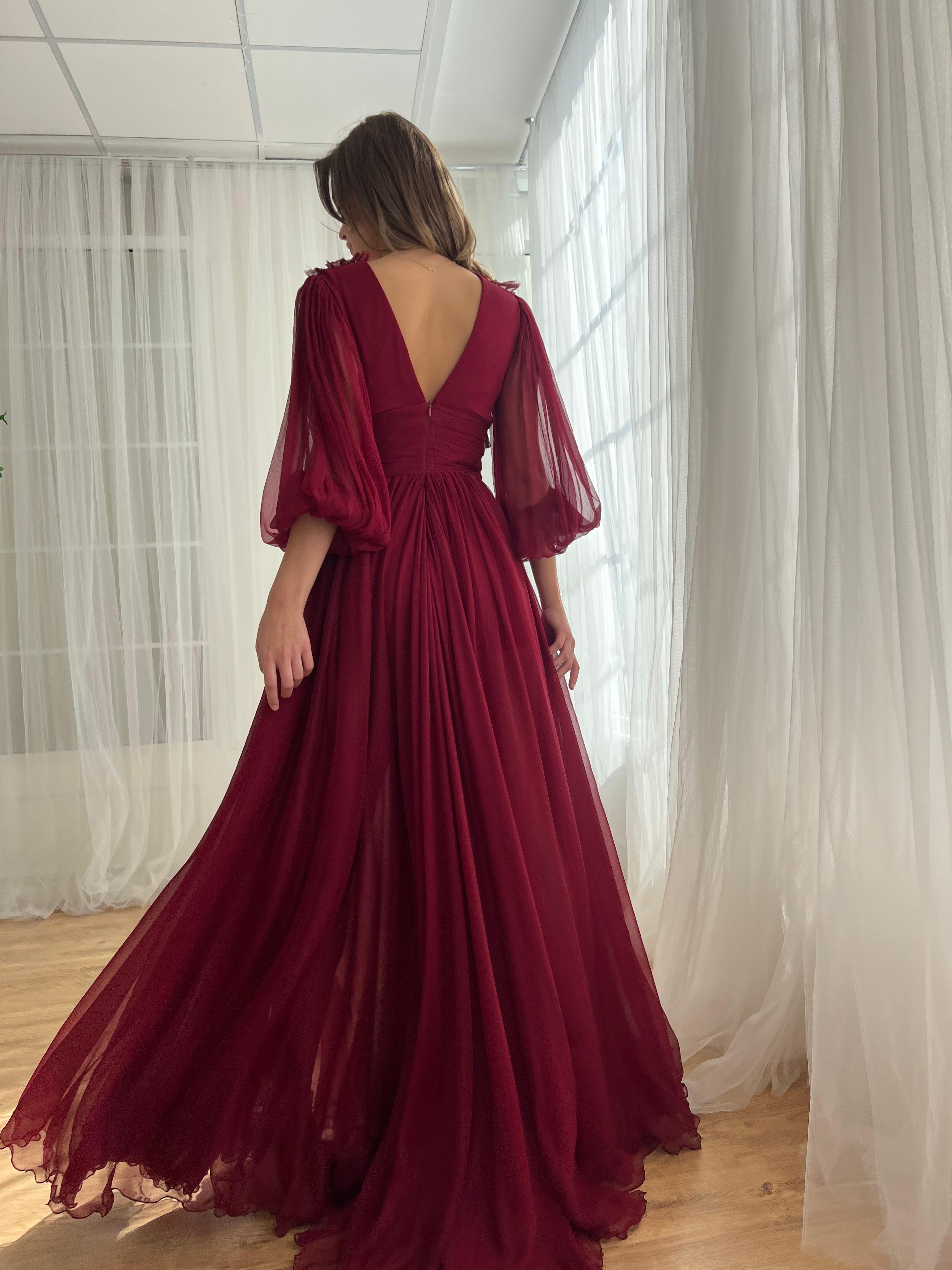 crimson long sleeve dress Sylvie Maxi Dress