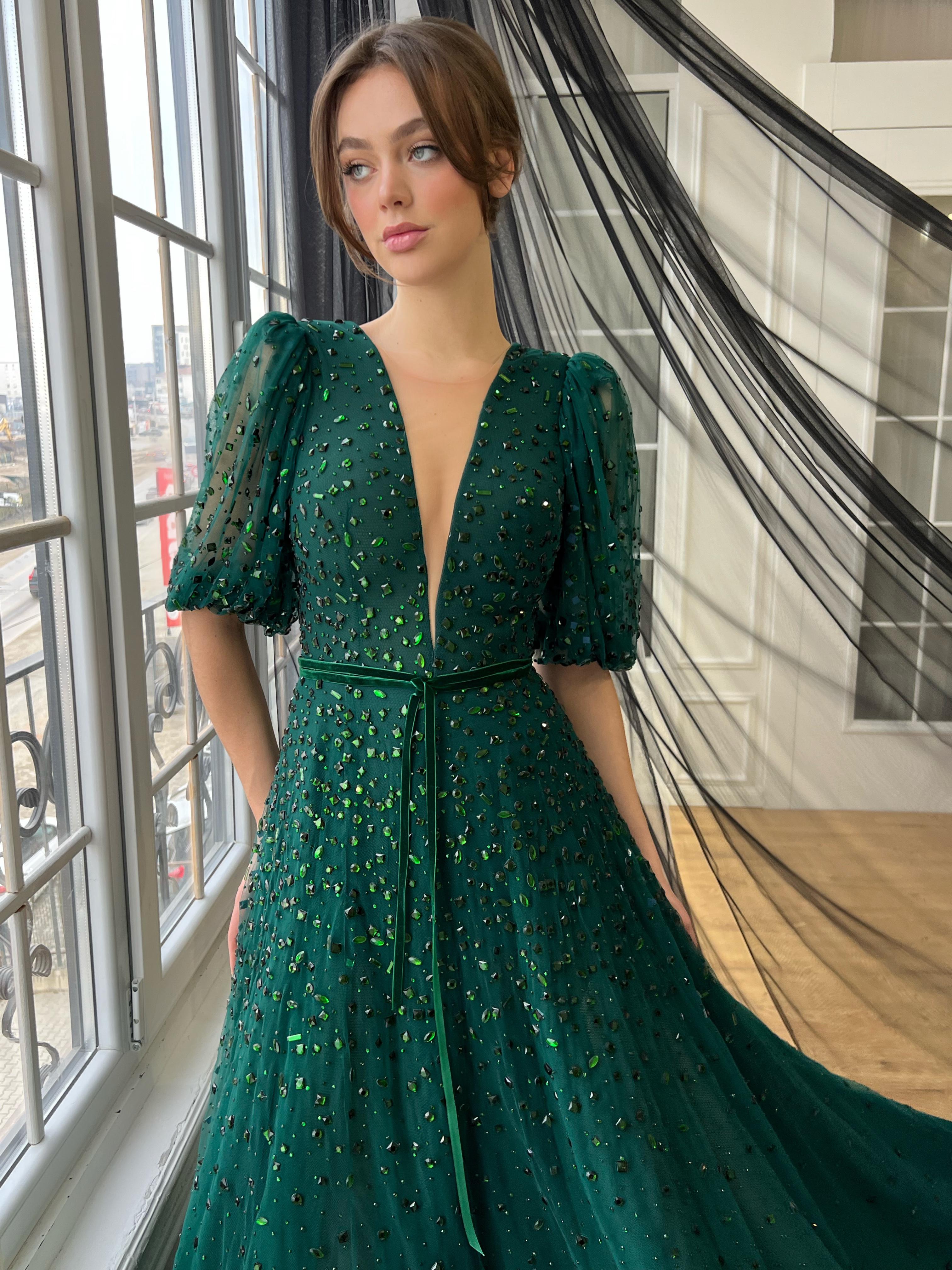 Green Gemstone Gown Teuta Matoshi Green Gemstone Gown Teuta Matoshi