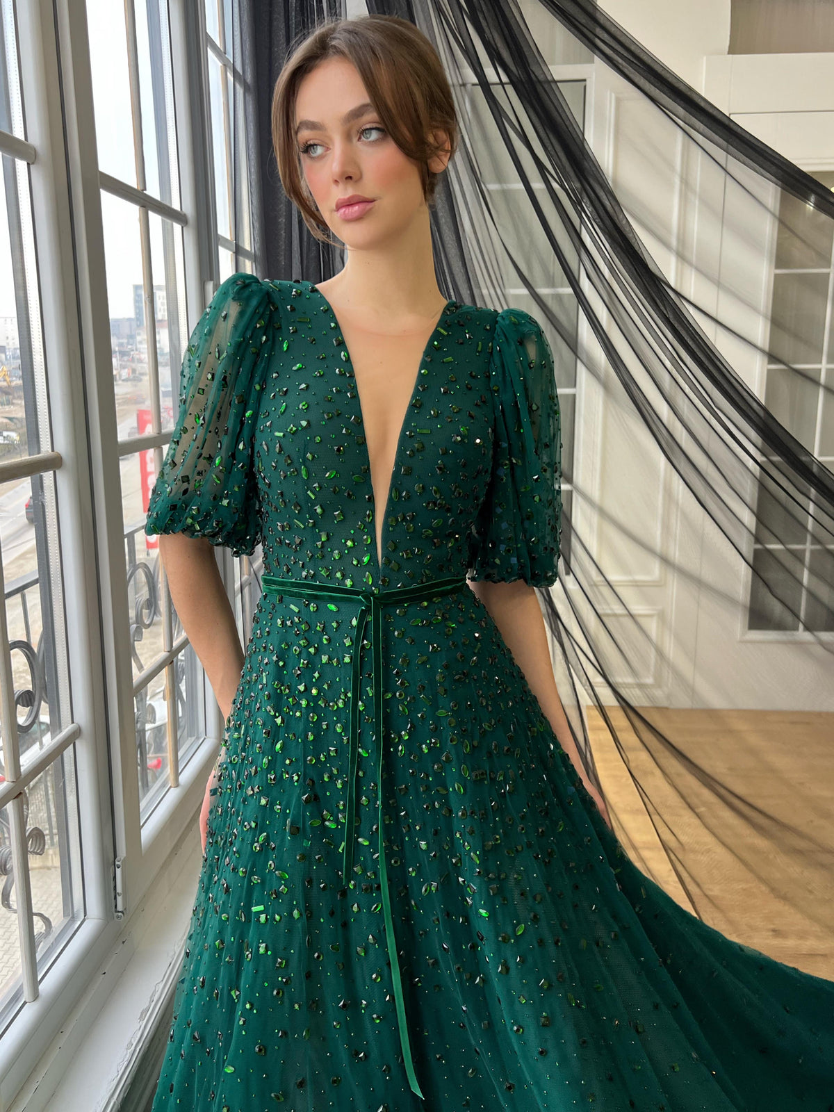 Green Gemstone Gown - Teuta Matoshi