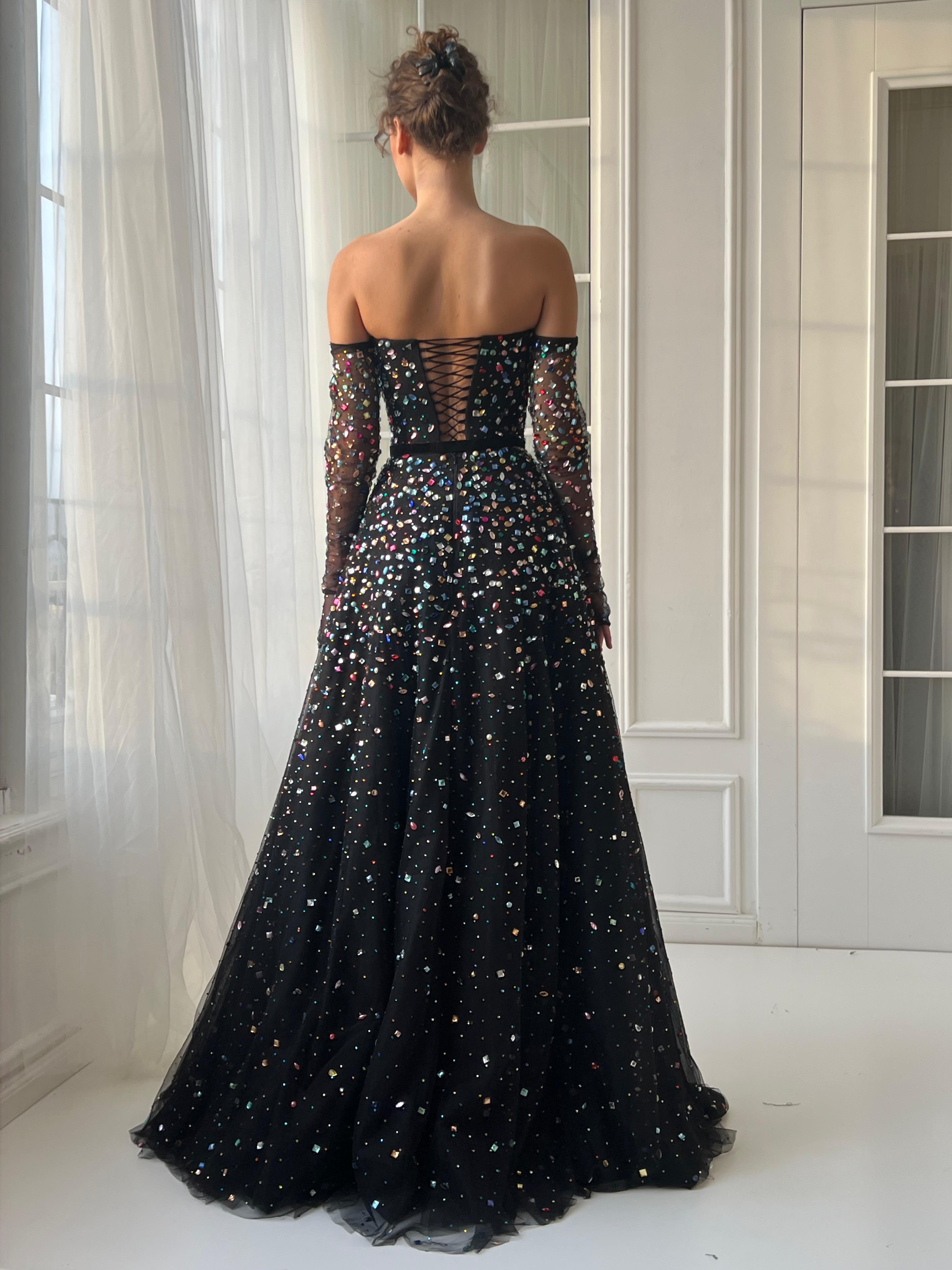 Stardust Mosaic Off-Shoulder Gown Teuta Matoshi Stardust Mosaic Off-Shoulder Gown Teuta Matoshi