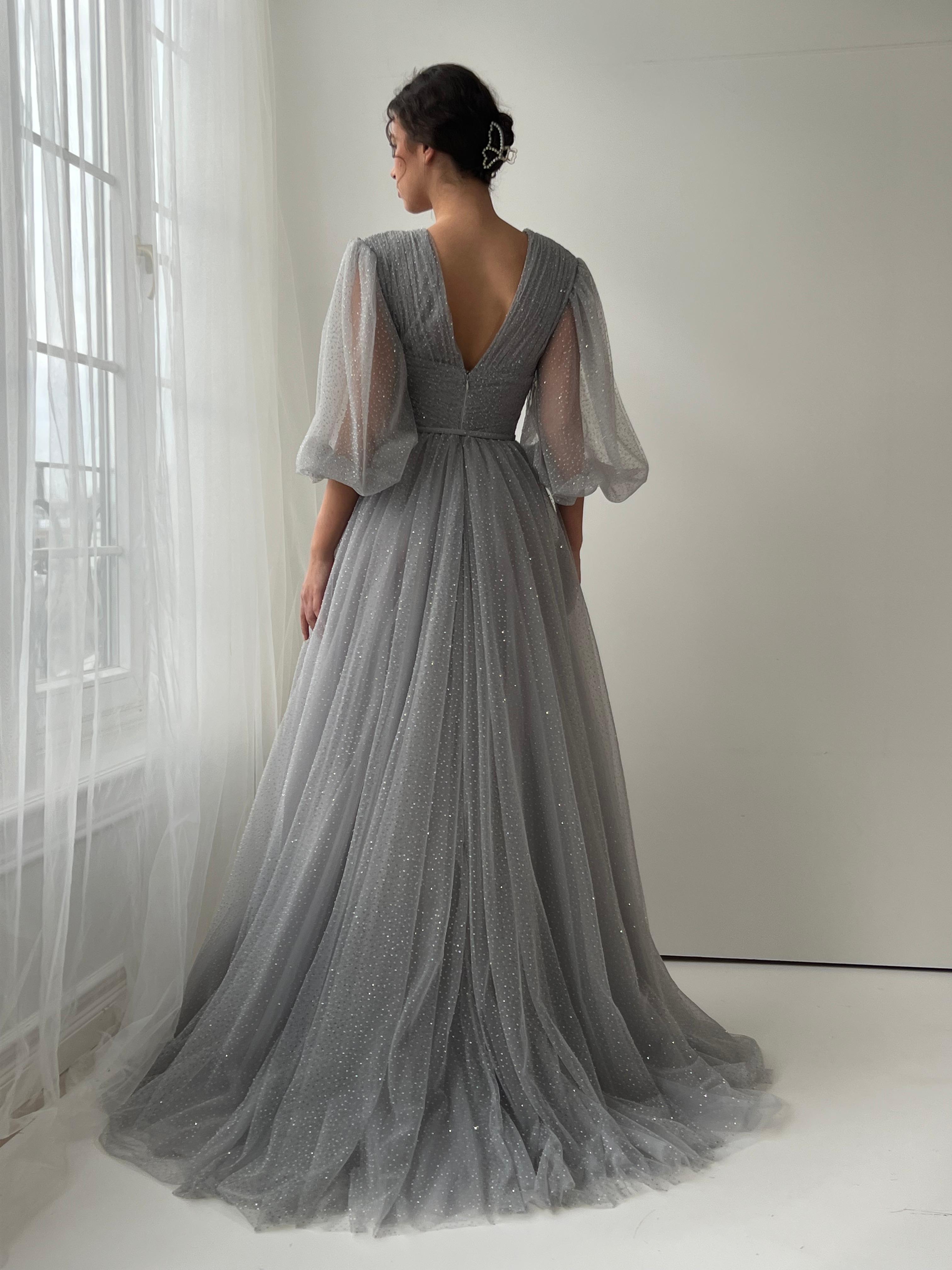 Silver Dantelle Gown Teuta Matoshi Silver Dantelle Gown Teuta Matoshi