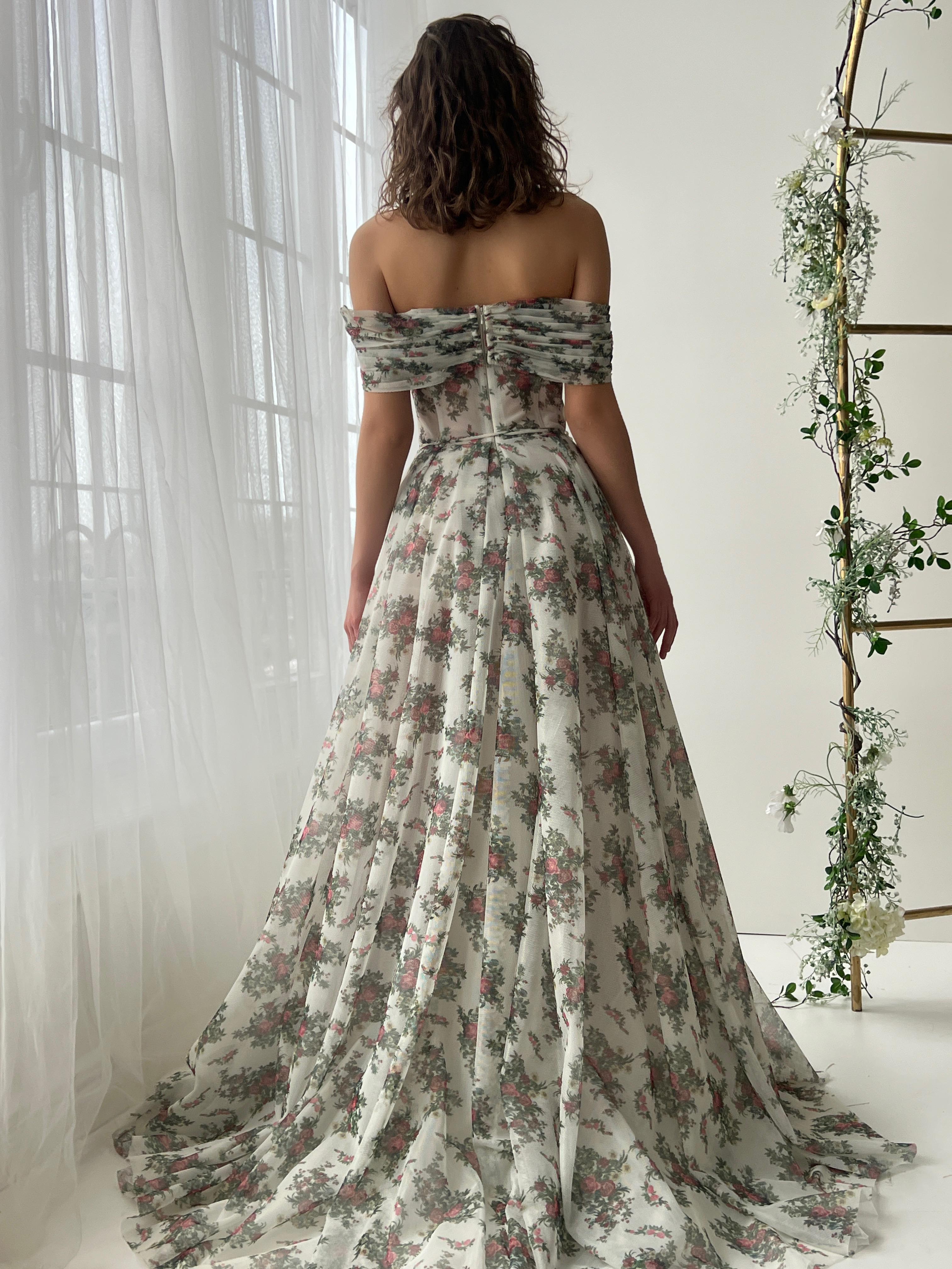 Vintage Painting of Roses Gown– Teuta Matoshi