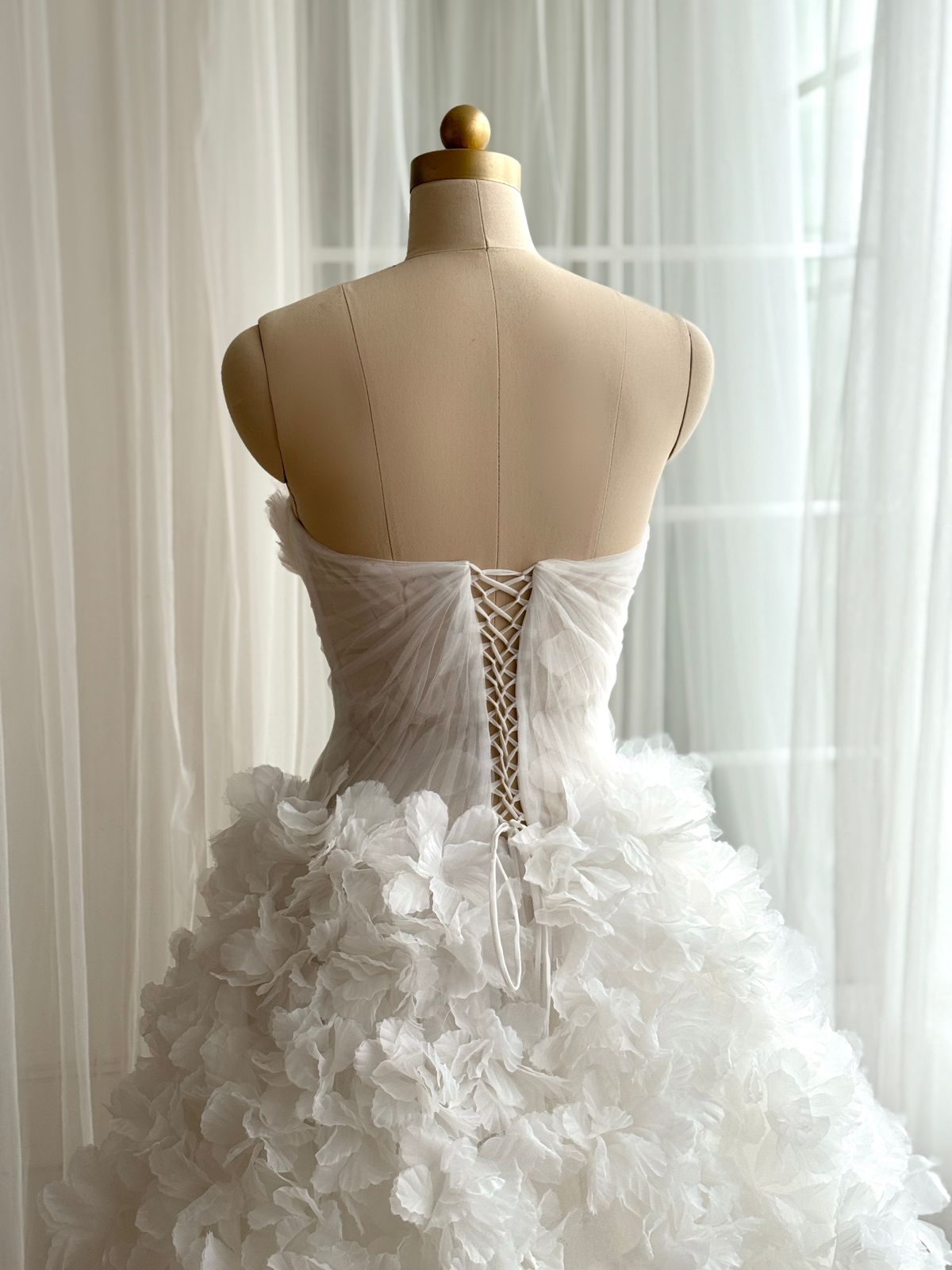 White A-Line dress with embroidered flowers and no sleeves