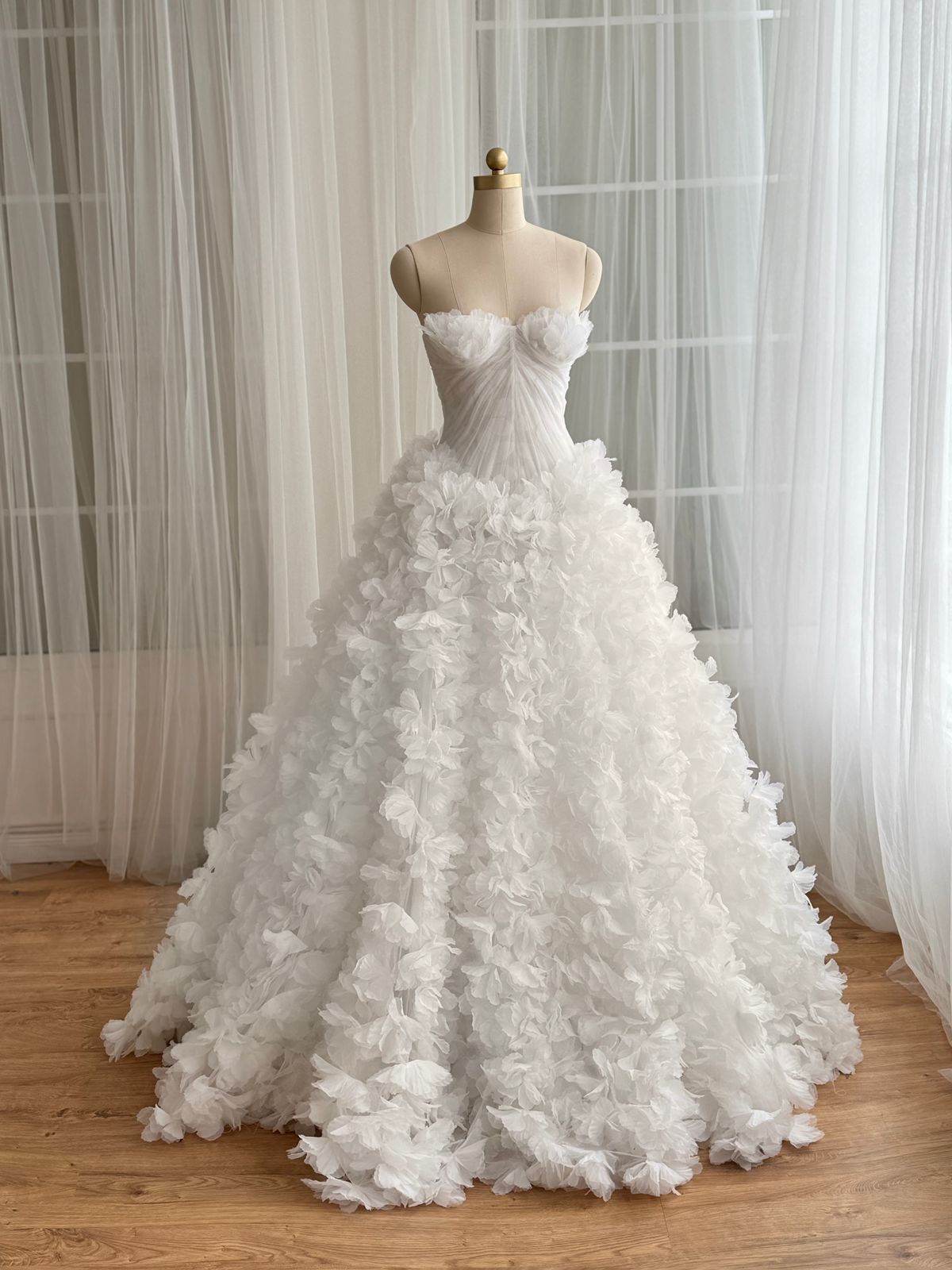 White A-Line dress with embroidered flowers and no sleeves