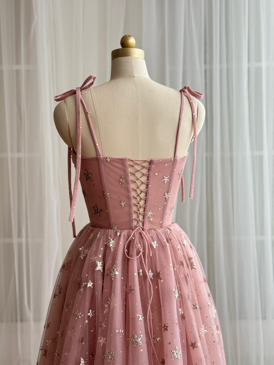Pink Starry Midi Dress Teuta Matoshi Pink Starry Midi Dress Teuta Matoshi