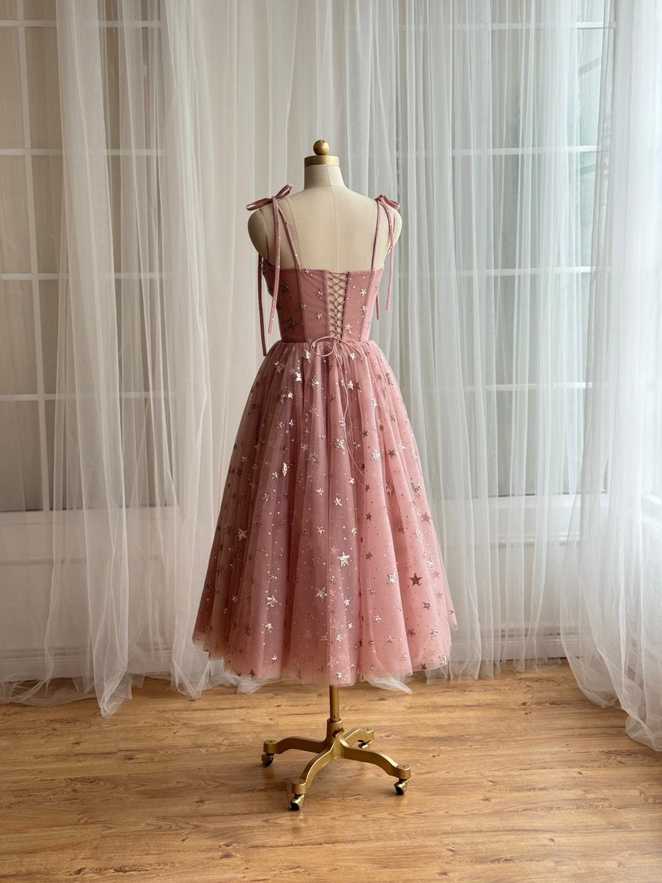 Pink Starry Midi Dress
