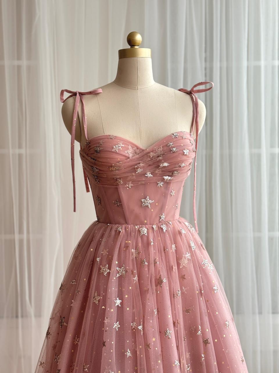 Pink Starry Midi Dress