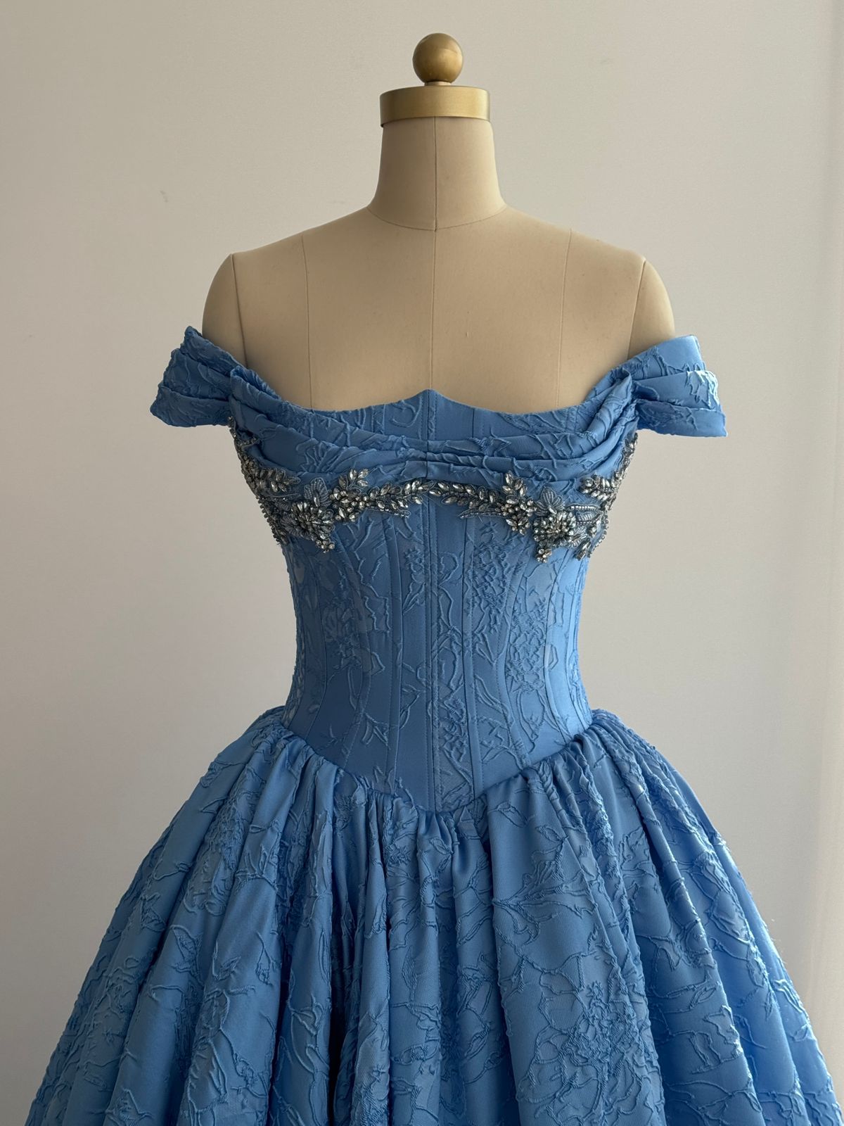 Marine Brocade Gown - Teuta Matoshi