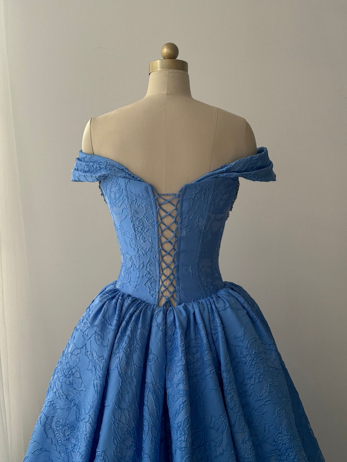 Marine Brocade Gown - Teuta Matoshi