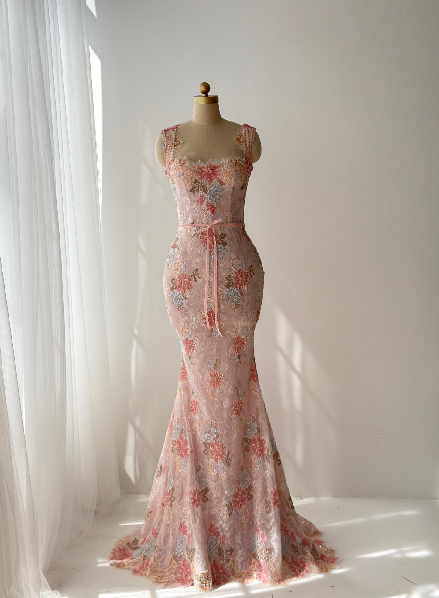 pink floral lace dress Liora Lace Mermaid Dress– Teuta Matoshi