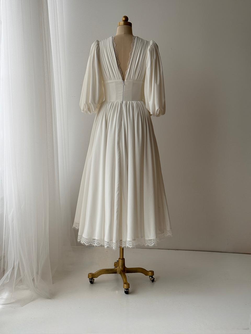 bridal midi dress with sleeves Marielle Corset Dress– Teuta Matoshi